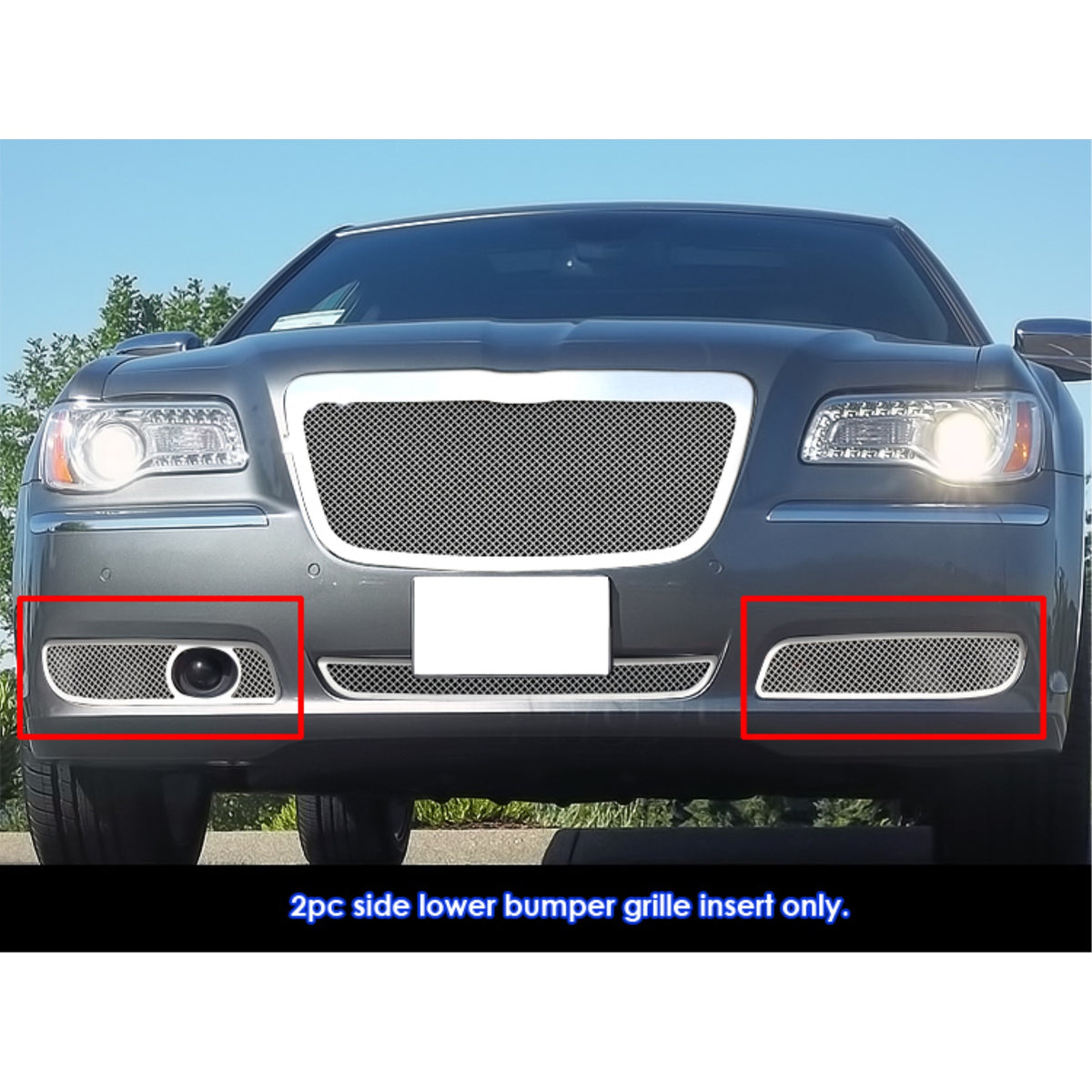 2011-2014 Chrysler 300 With Adaptive Cruise (Not For Srt8)/2011-2014 Chrysler 300C With Adaptive Cruise (Not For Srt8) Stainless Steel Polished Finish 1.8 Mm Wire Mesh Mesh Grille