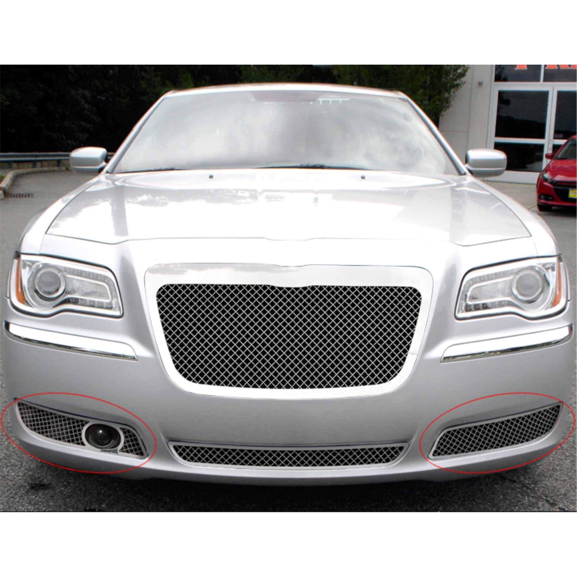 2011-2014 Chrysler 300 With Adaptive Cruise (Not For Srt8)/2011-2014 Chrysler 300C With Adaptive Cruise (Not For Srt8) Stainless Steel Polished Finish 2.5 Mm Wire Mesh Mesh Grille