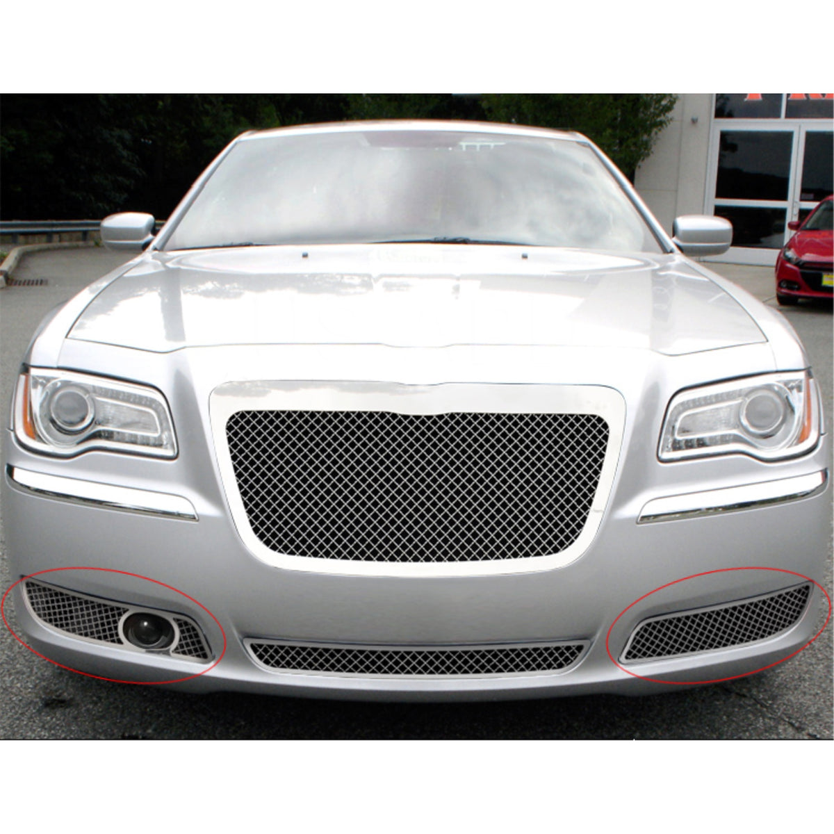 2011-2014 Chrysler 300 With Adaptive Cruise (Not For Srt8)/2011-2014 Chrysler 300C With Adaptive Cruise (Not For Srt8) Stainless Steel Polished Finish 2.5 Mm Wire Mesh Mesh Grille