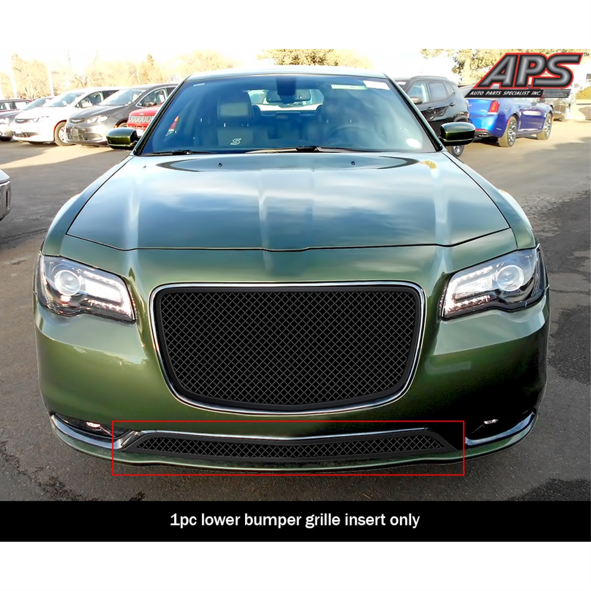 2015-2021 Chrysler 300C/300S Without Adaptive Cruise Control Stainless Steel Black Powder Coated Finish 2.5 Mm Wire Mesh Black Wire Mesh Grille