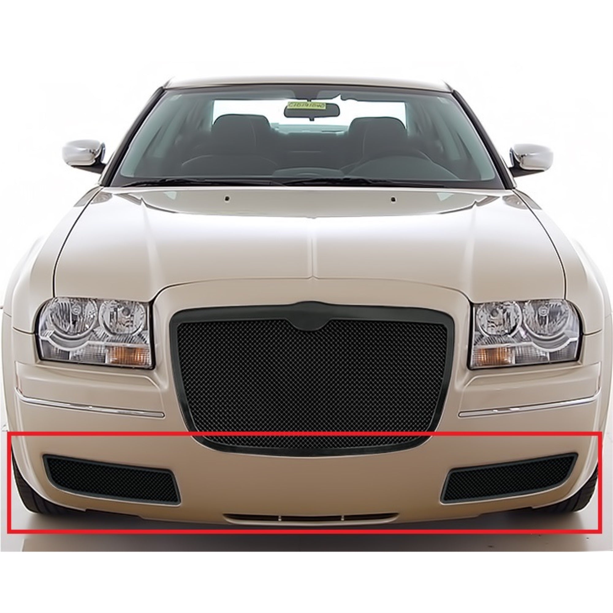 2005-2010 Chrysler 300 (Fog Lights Full Covered) Stainless Steel Black Powder Coated Finish 1.8 Mm Wire Mesh Black Wire Mesh Grille