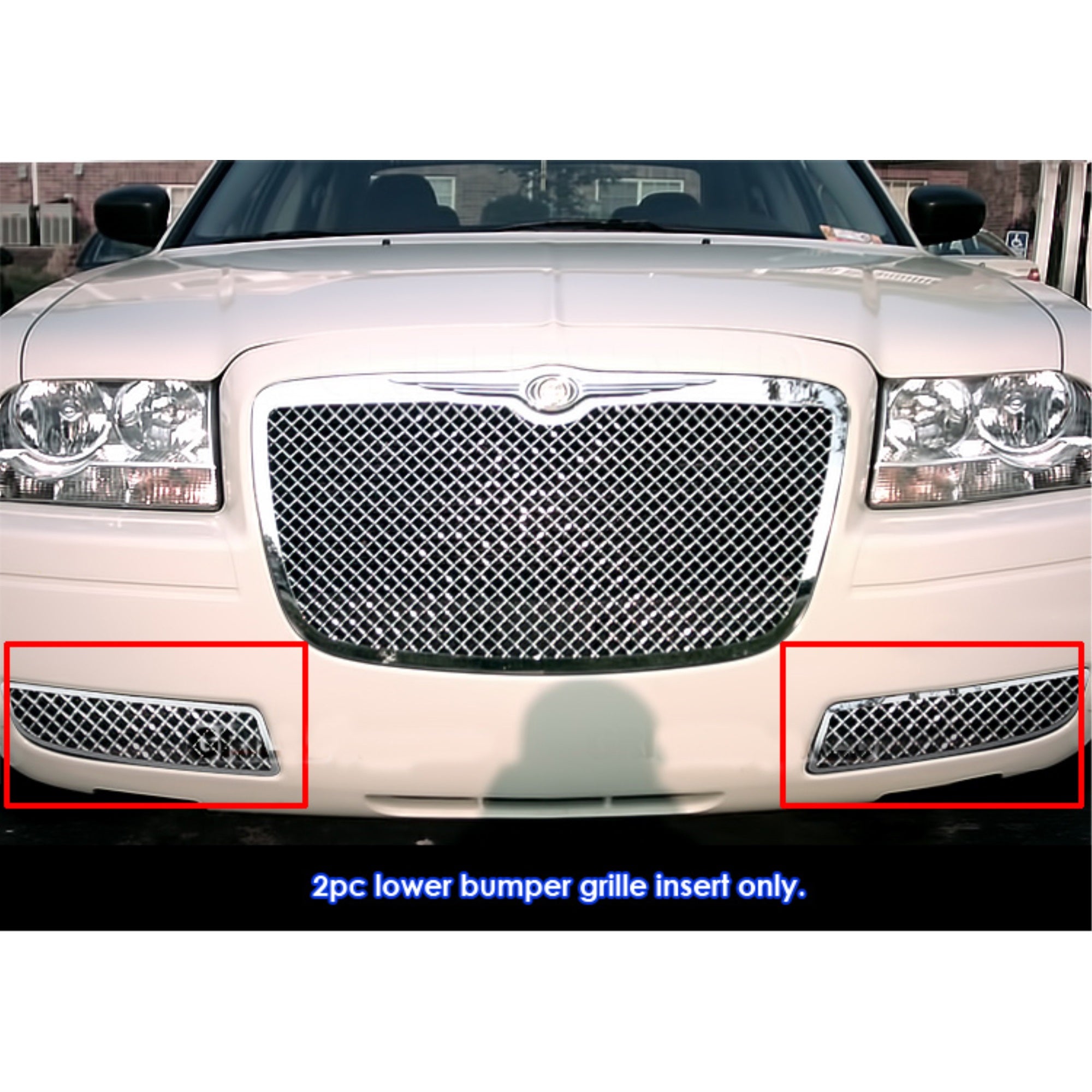 2005-2010 Chrysler 300 (Fog Lights Full Covered) Stainless Steel Polished Finish 2.5 Mm Wire Mesh Mesh Grille