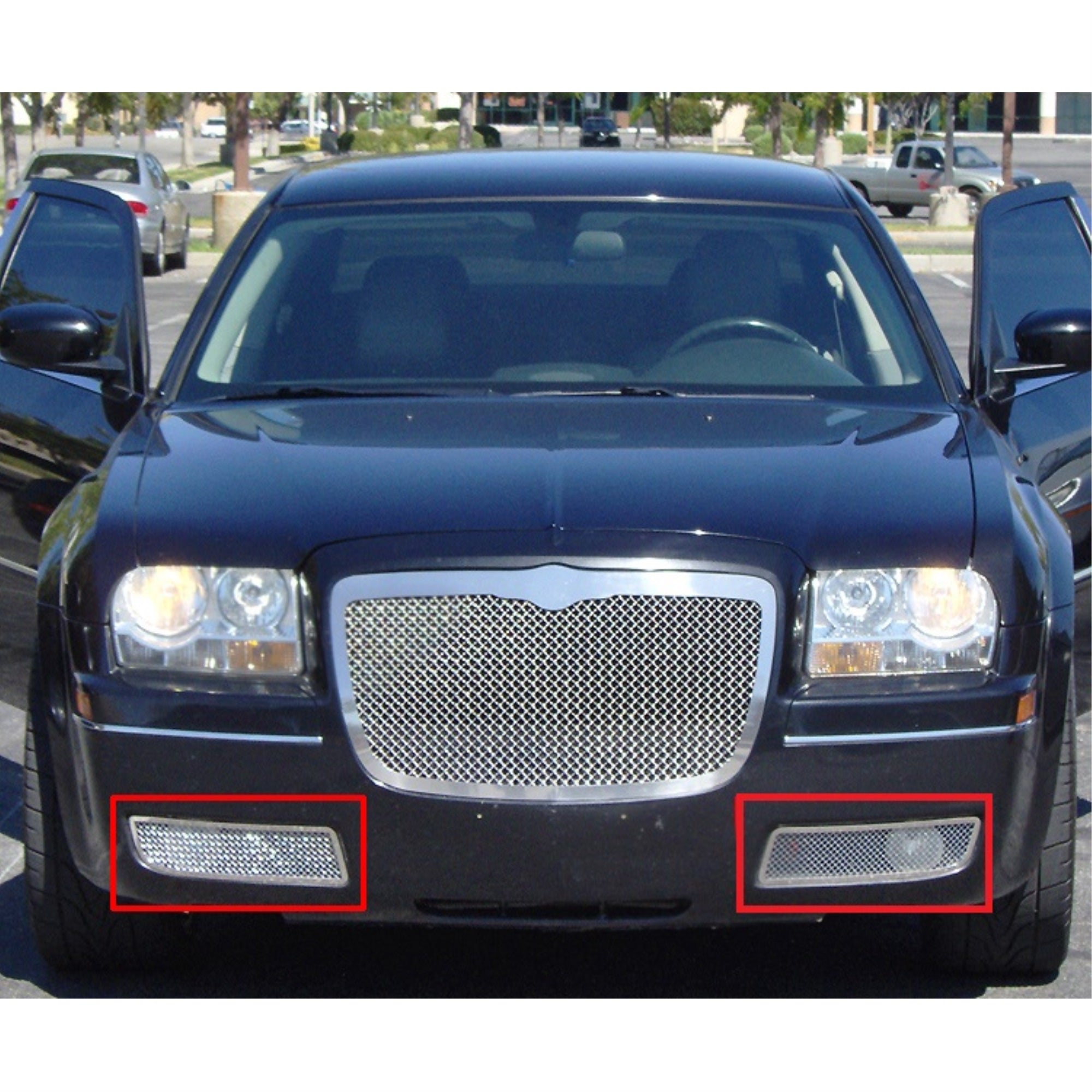 2005-2010 Chrysler 300 (Fog Lights Full Covered) Stainless Steel Polished Finish 1.8 Mm Wire Mesh Mesh Grille