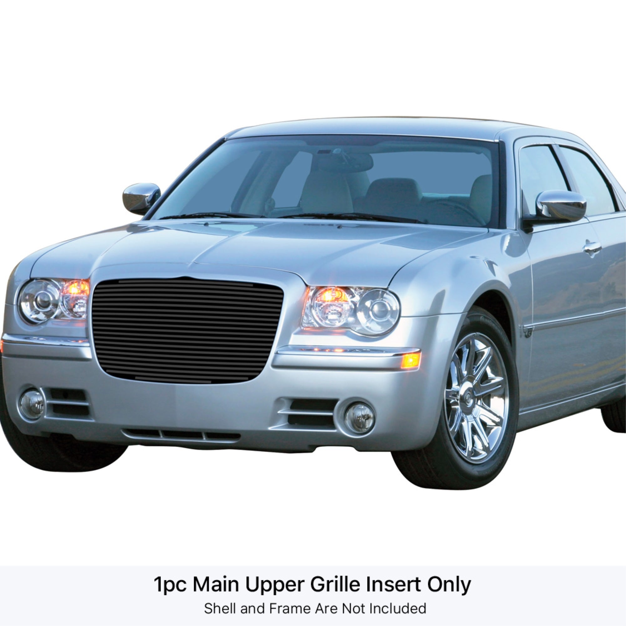 2005-2010 Chrysler 300 /2005-2010 Chrysler 300C Stainless Steel Black Powder Coated Finish 8X6 Horizontal Billet Black Stainless Steel Billet Grille
