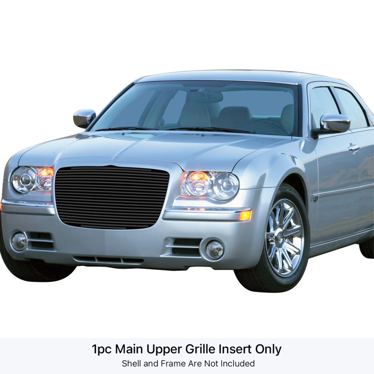 2005-2010 Chrysler 300 /2005-2010 Chrysler 300C Stainless Steel Black Powder Coated Finish 8X6 Horizontal Billet Black Stainless Steel Billet Grille