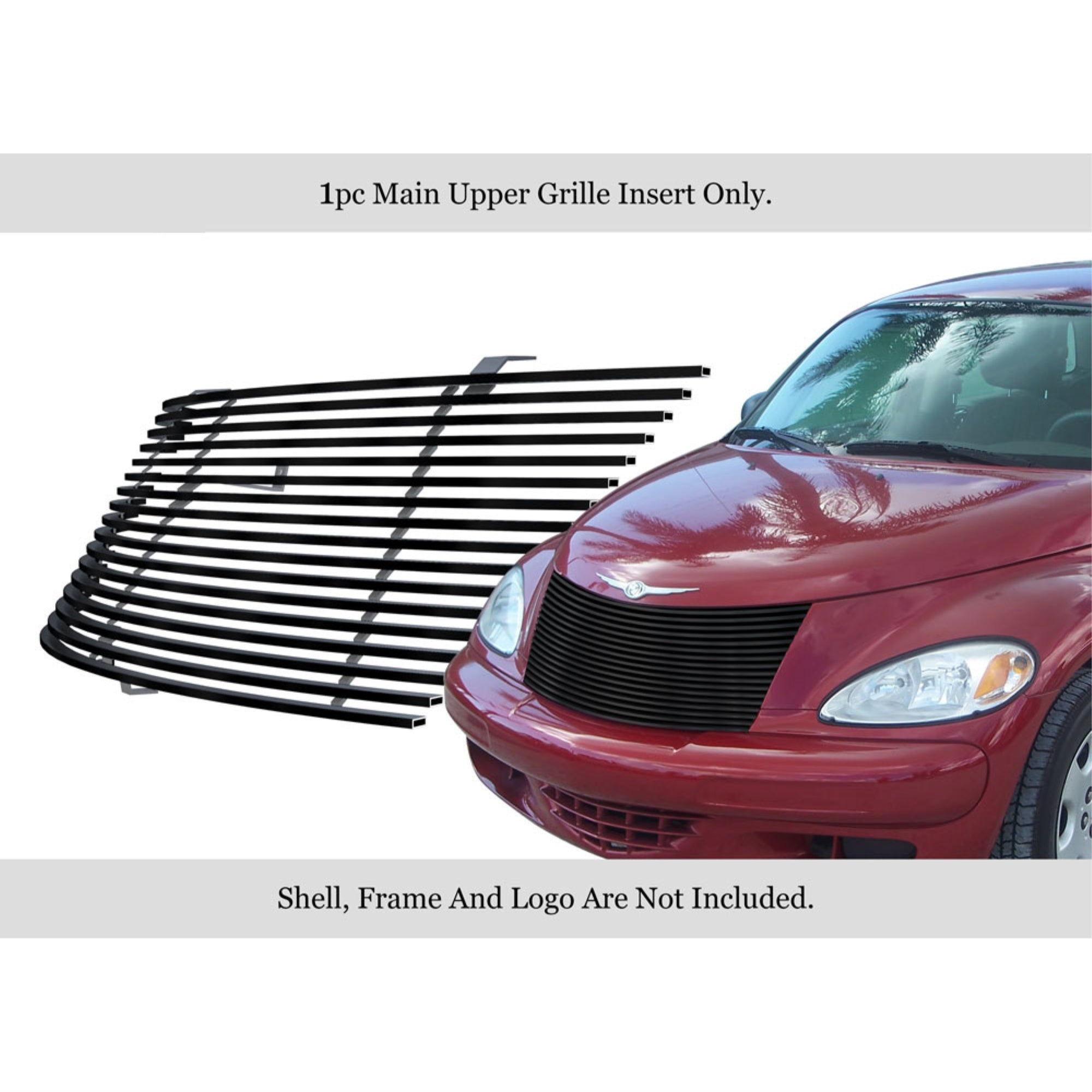 2000-2005 Chrysler Pt Cruiser Stainless Steel Black Powder Coated Finish Horizontal Billet Black Stainless Steel Billet Grille