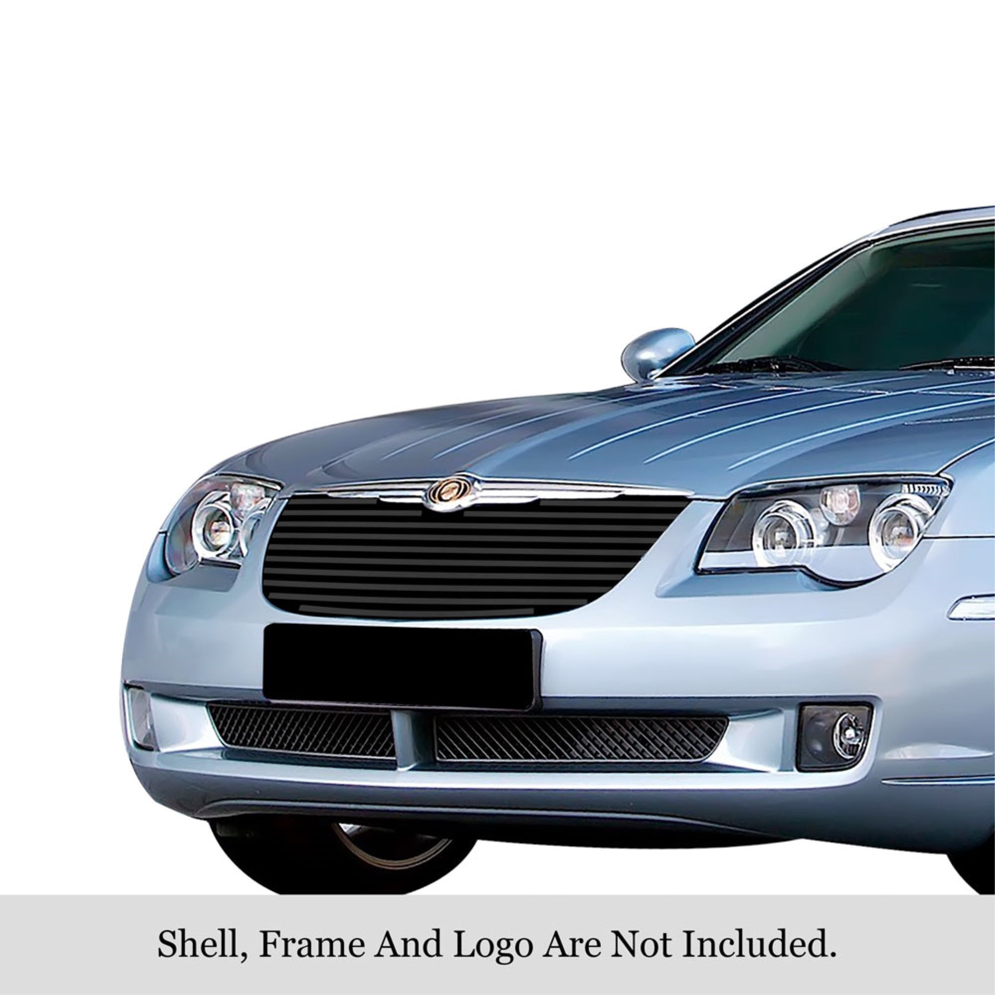 2004-2008 Chrysler Crossfire Stainless Steel Black Powder Coated Finish 8X6 Horizontal Billet Black Stainless Steel Billet Grille