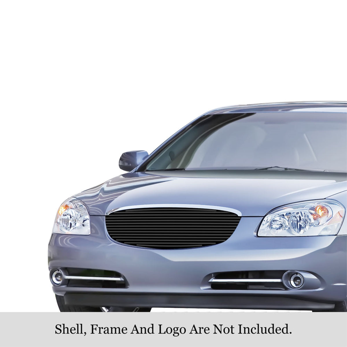 2006-2009 Buick Lucerne Not For Super Model Stainless Steel Black Powder Coated Finish 8X6 Horizontal Billet Black Stainless Steel Billet Grille