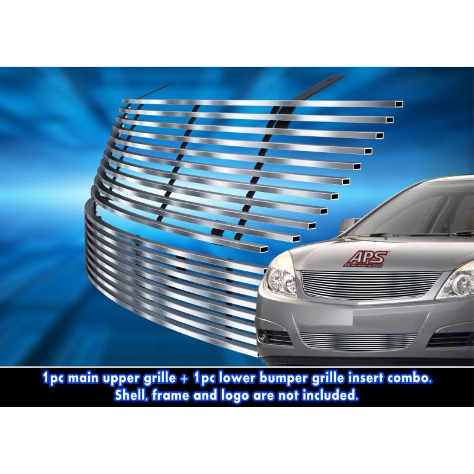 2007-2009 Saturn Aura Stainless Steel Silver Hairline Finish Finish Horizontal Billet Stainless Steel Billet Grille