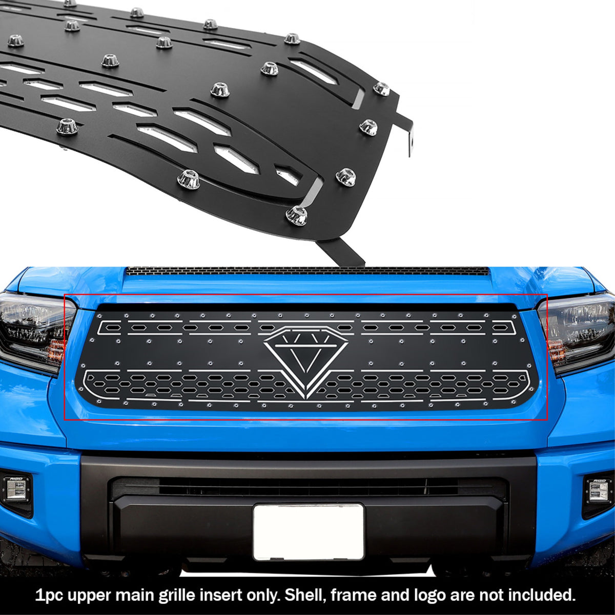 2014-2017 Toyota Tundra Not Fit With Front Sensor Behind Logo 304 Stainless Steel Black Powder Coated Finish Double Layer Laser Cut Sheet Sheet Grille