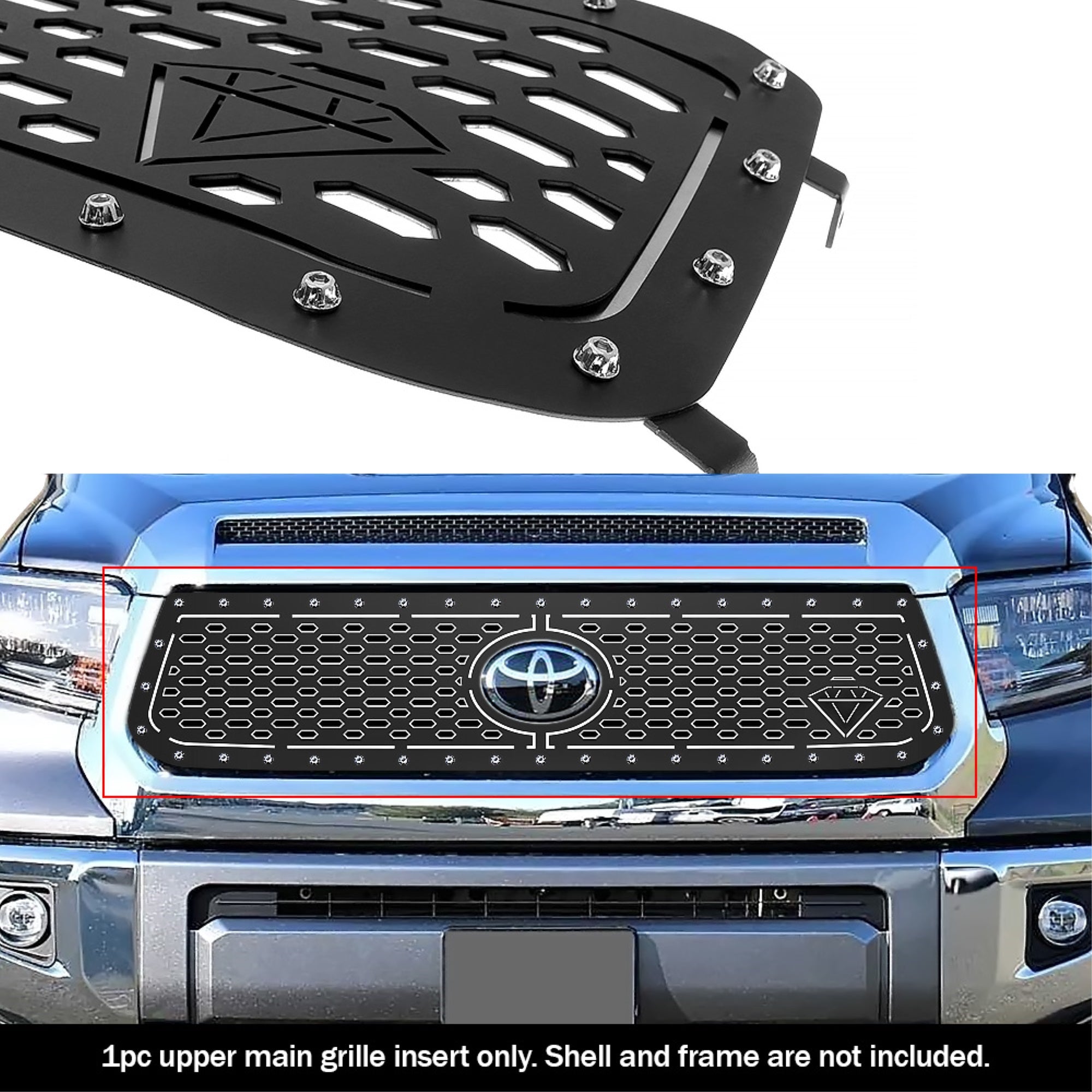 2018-2019 Toyota Tundra With Front Sensor Tss Stainless Steel Black Powder Coated Finish Double Layer Laser Cut Sheet Sheet Grille