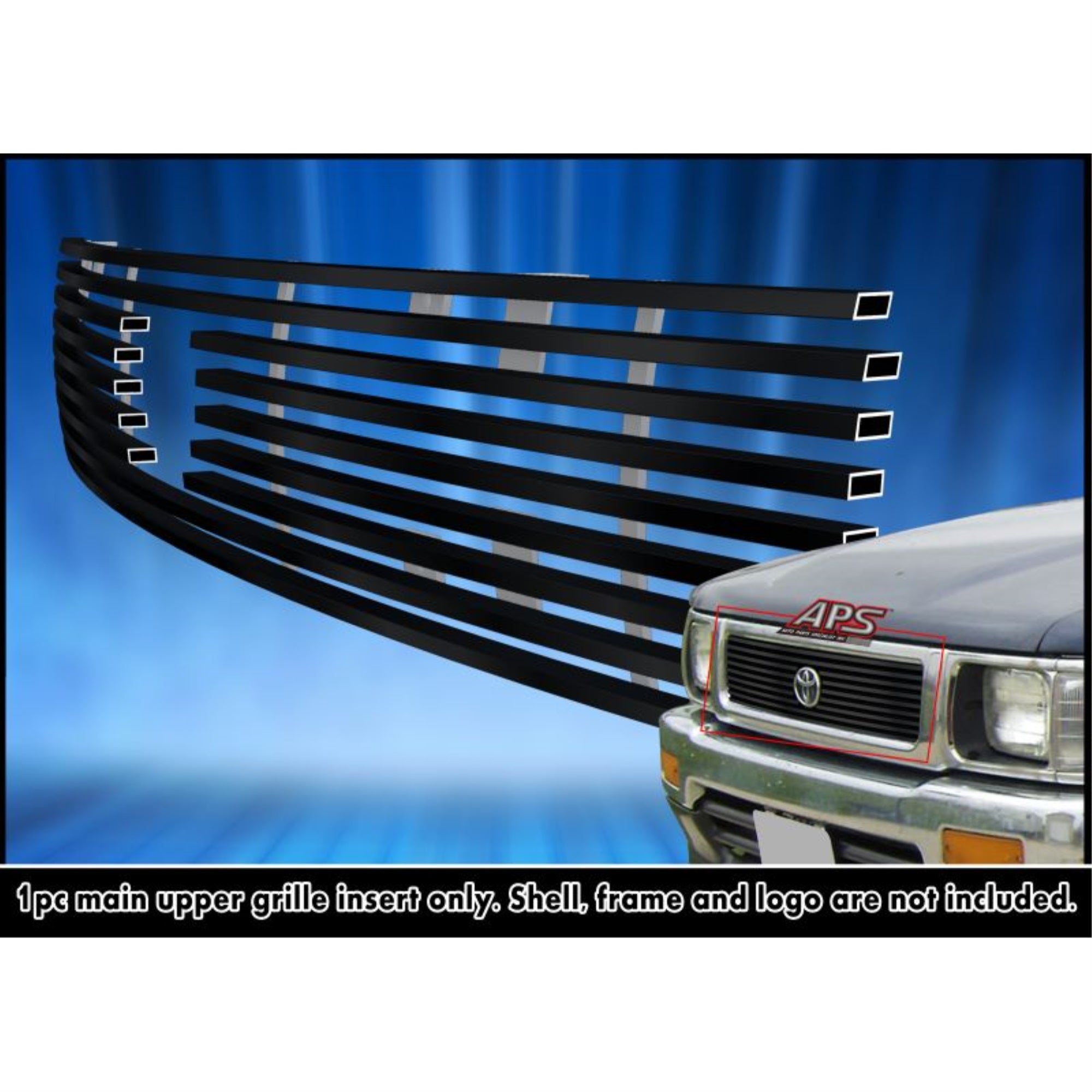 1992-1994 Toyota Pickup 4Wd Logo Show Stainless Steel Black Powder Coated Finish Horizontal Billet Black Stainless Steel Billet Grille