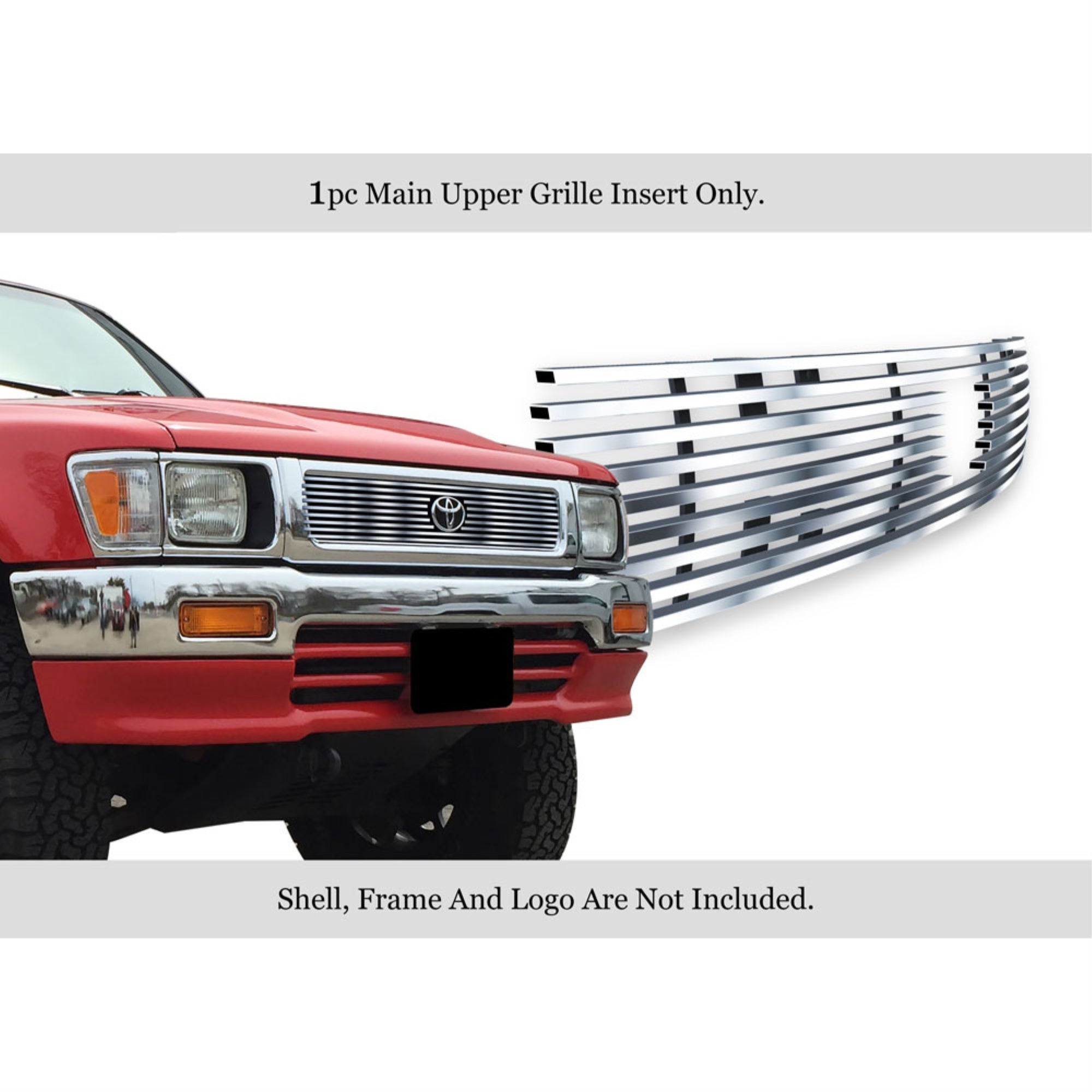 1992-1994 Toyota Pickup 4Wd Logo Show 304 Stainless Steel Polished Finish 8X6 Horizontal Billet Stainless Steel Billet Grille