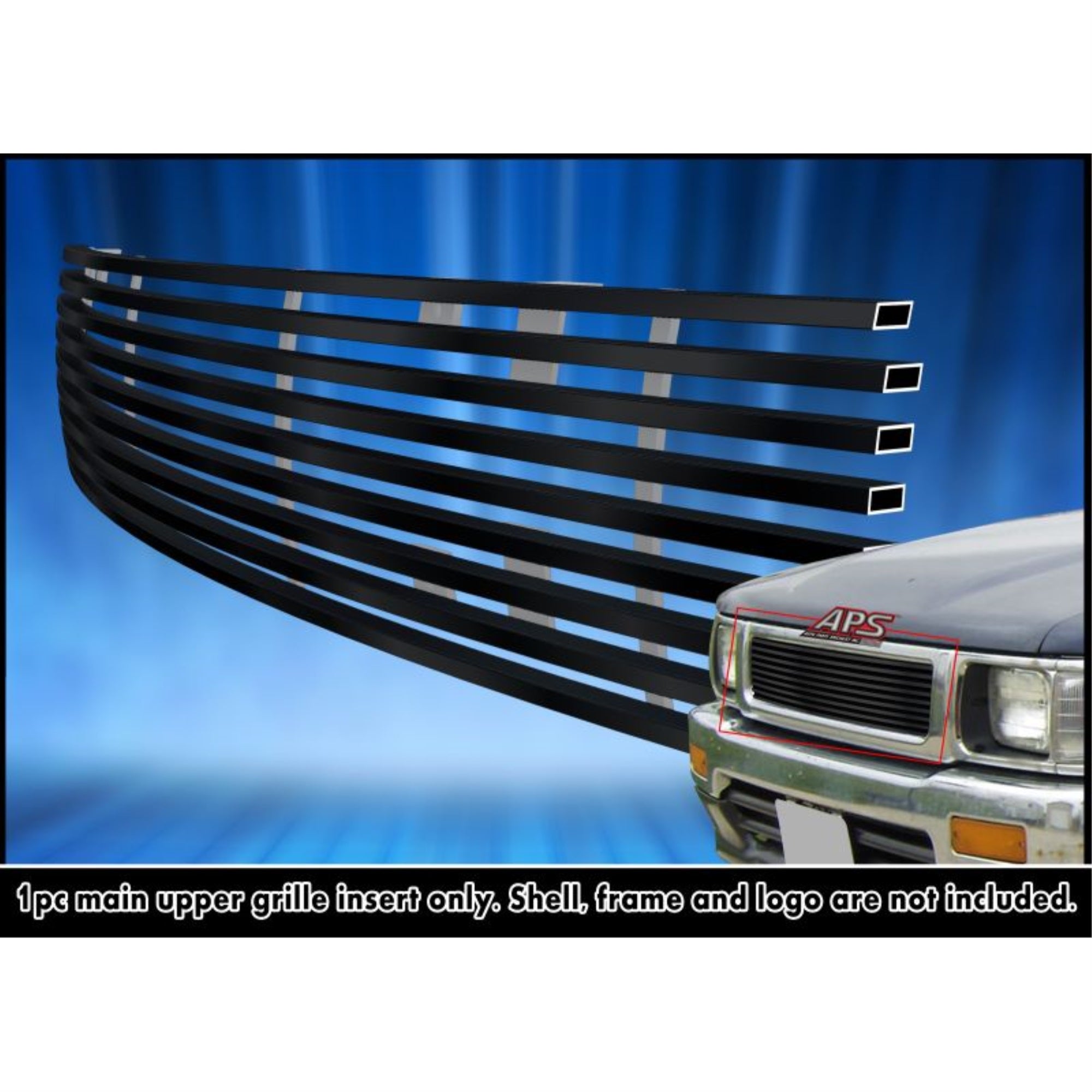 1992-1995 Toyota Pickup 4Wd Stainless Steel Black Powder Coated Finish 8X6 Horizontal Billet Black Stainless Steel Billet Grille