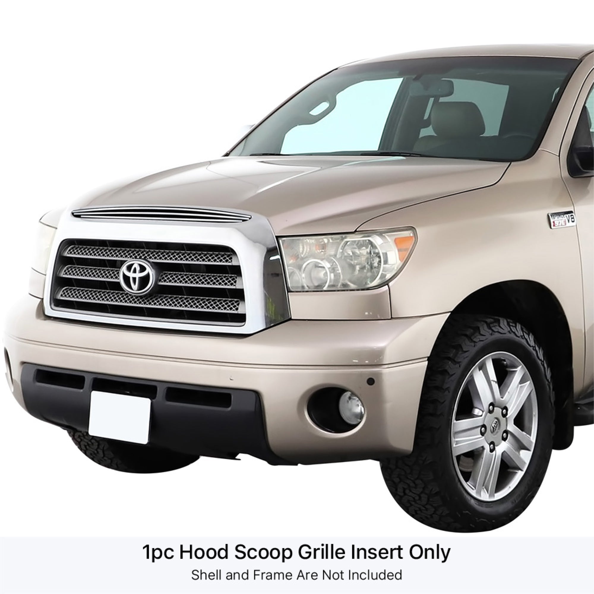 2007-2009 Toyota Tundra Top Panel 304 Stainless Steel Polished Finish 8X6 Horizontal Billet Stainless Steel Billet Grille