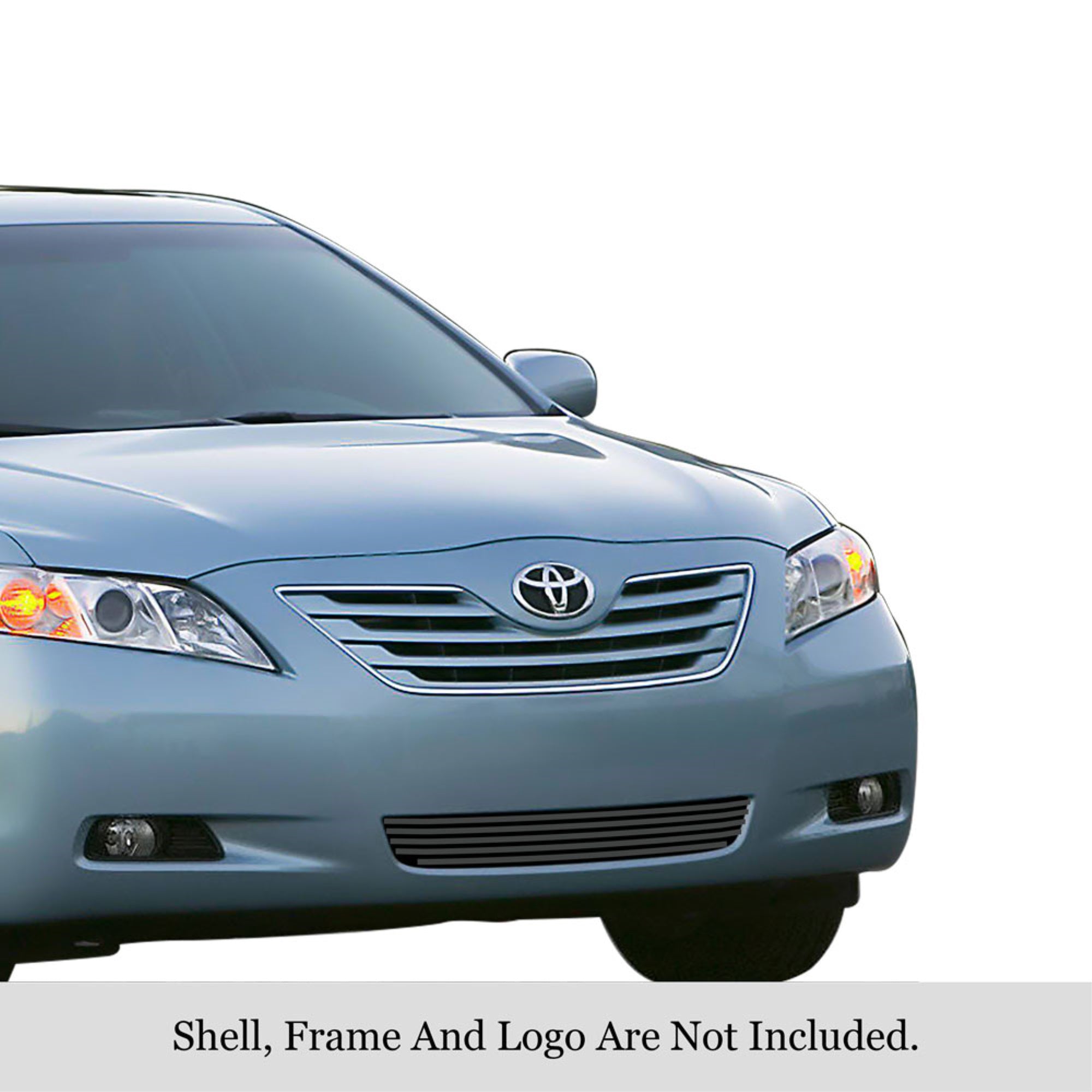 2007-2009 Toyota Camry Not For Se Stainless Steel Black Powder Coated Finish 8X6 Horizontal Billet Black Stainless Steel Billet Grille