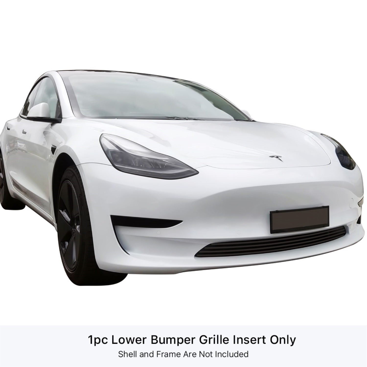 2017-2021 Tesla Model 3 Stainless Steel Black Powder Coated Finish 8X6 Horizontal Billet Black Stainless Steel Billet Grille