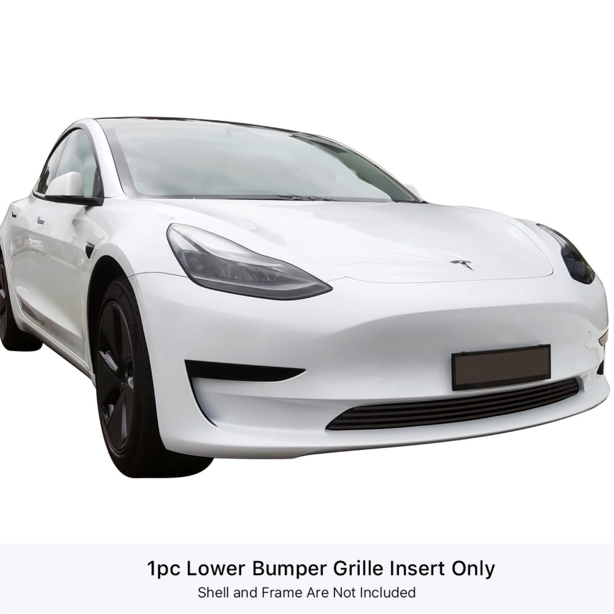 2017-2021 Tesla Model 3 Stainless Steel Black Powder Coated Finish 8X6 Horizontal Billet Black Stainless Steel Billet Grille