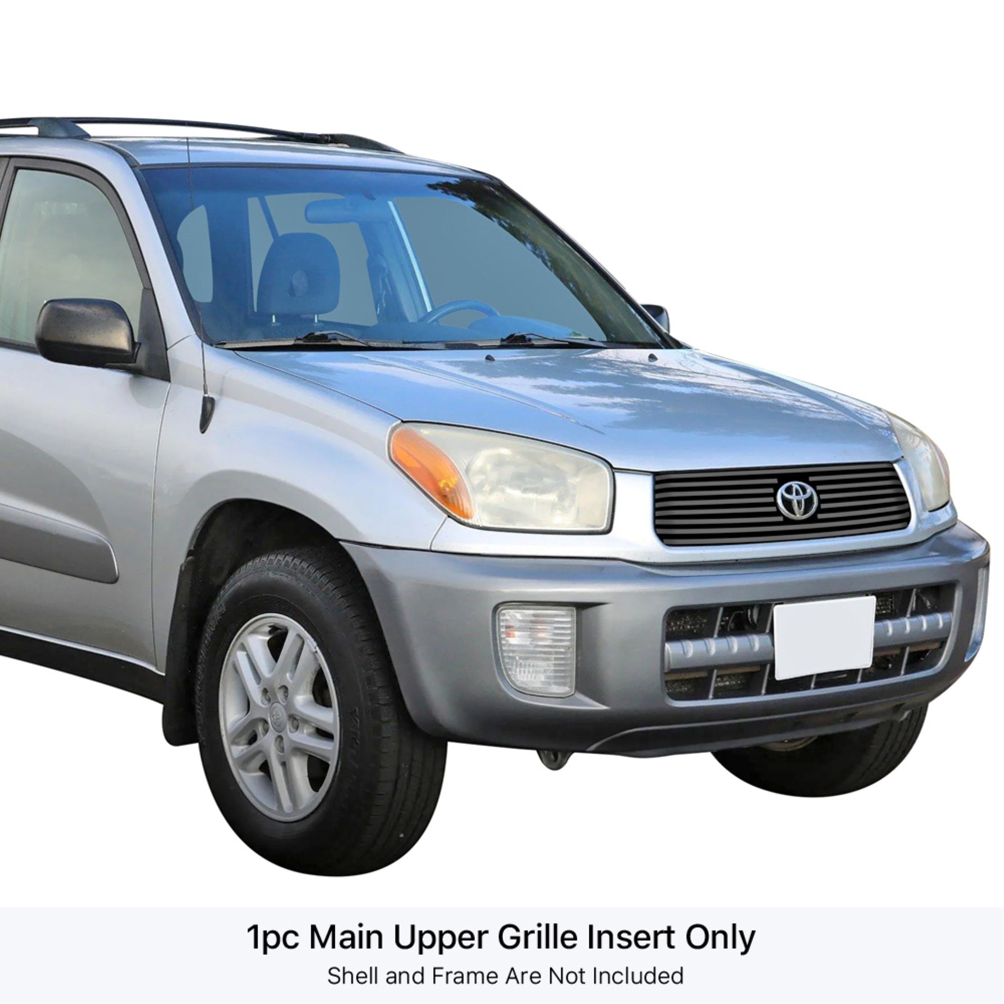 2001-2003 Toyota Rav4 Not For S Model Stainless Steel Black Powder Coated Finish 8X6 Horizontal Billet Black Stainless Steel Billet Grille