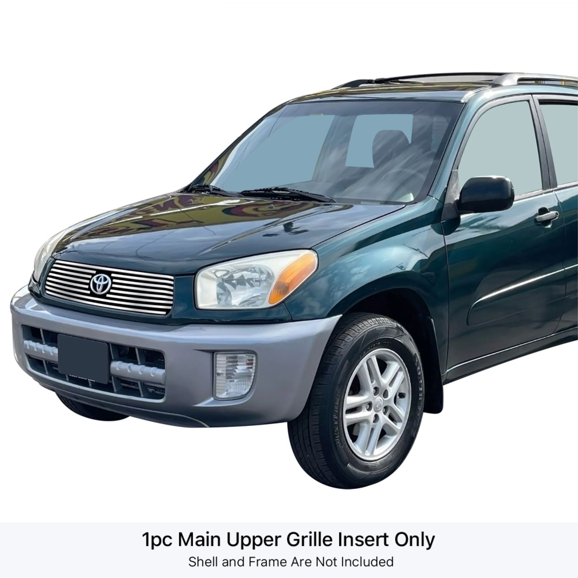 2001-2003 Toyota Rav4 Not For S Model 304 Stainless Steel Polished Finish 8X6 Horizontal Billet Stainless Steel Billet Grille