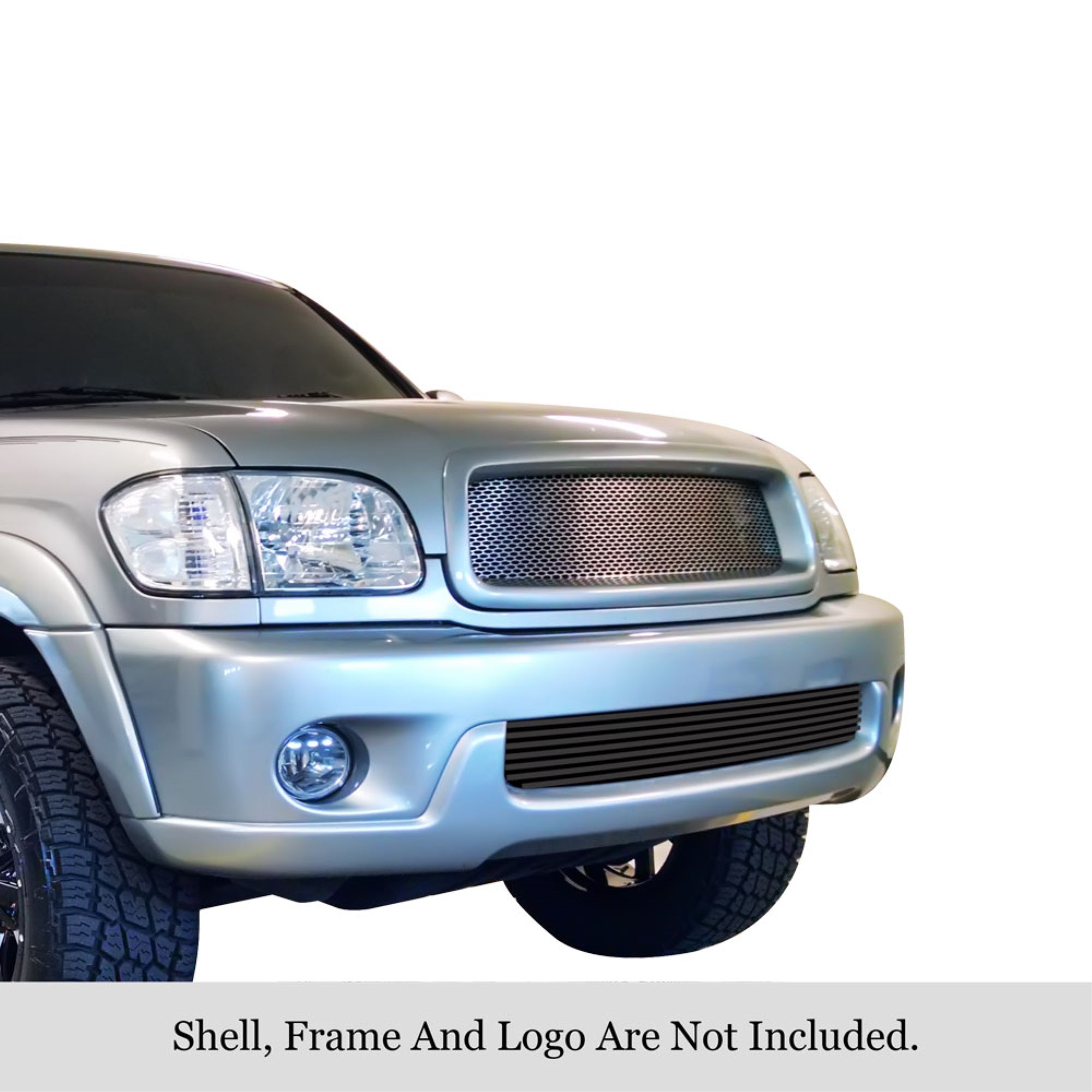 2001-2004 Toyota Sequoia Stainless Steel Black Powder Coated Finish 8X6 Horizontal Billet Black Stainless Steel Billet Grille