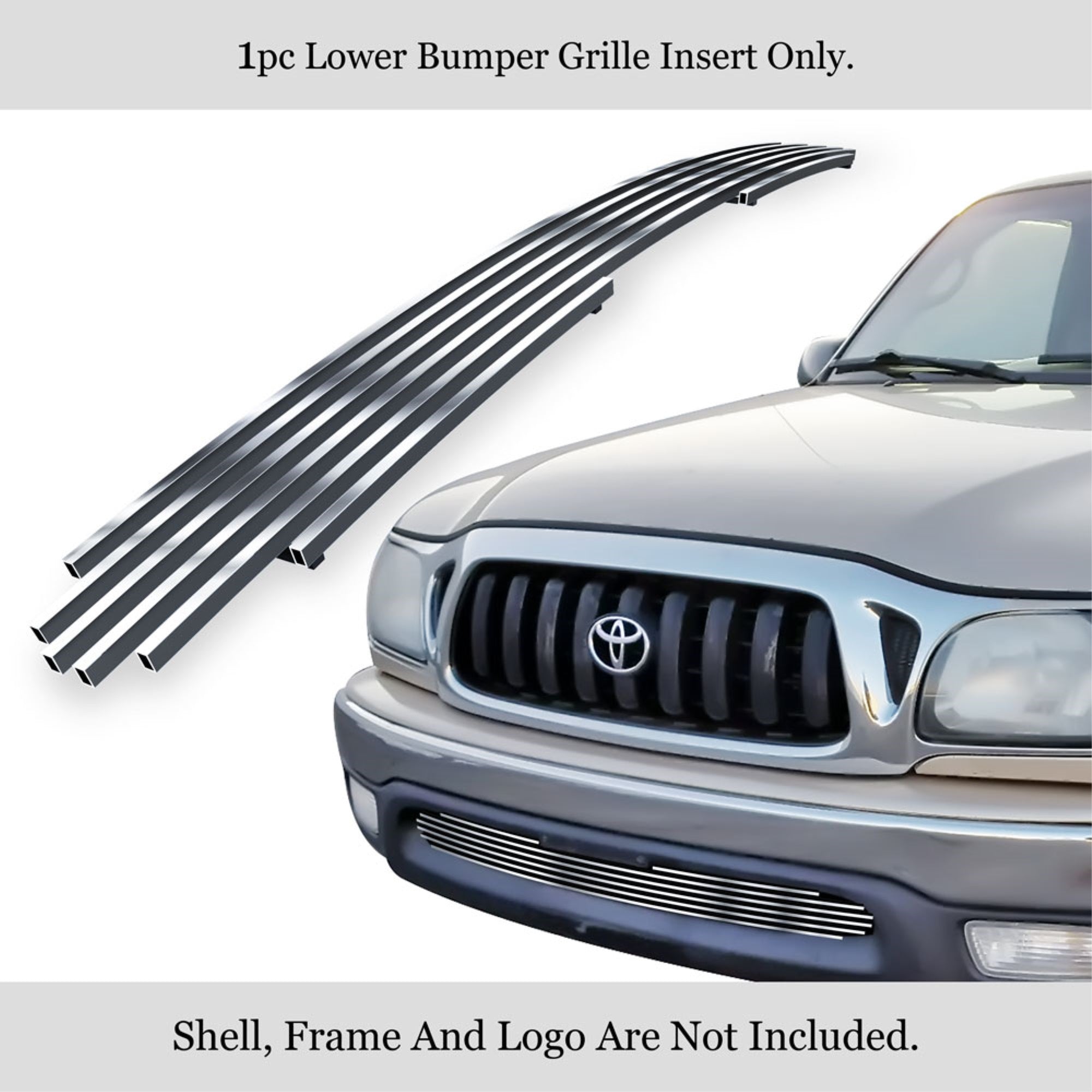 2001-2004 Toyota Tacoma 2Wd, Not For Prerunner 304 Stainless Steel Polished Finish Horizontal Billet Stainless Steel Billet Grille