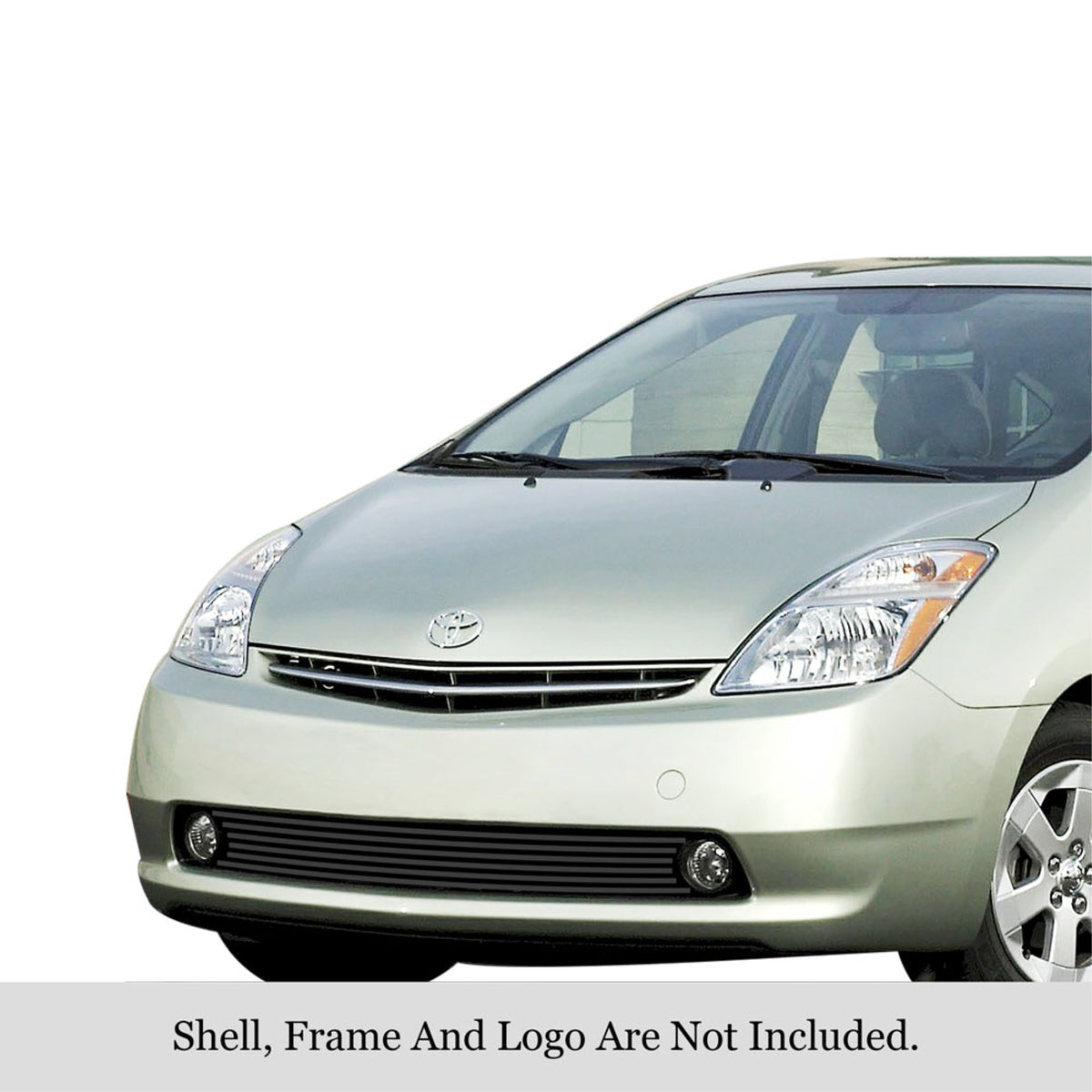 2006-2009 Toyota Prius With Fog Light Stainless Steel Black Powder Coated Finish 8X6 Horizontal Billet Black Stainless Steel Billet Grille