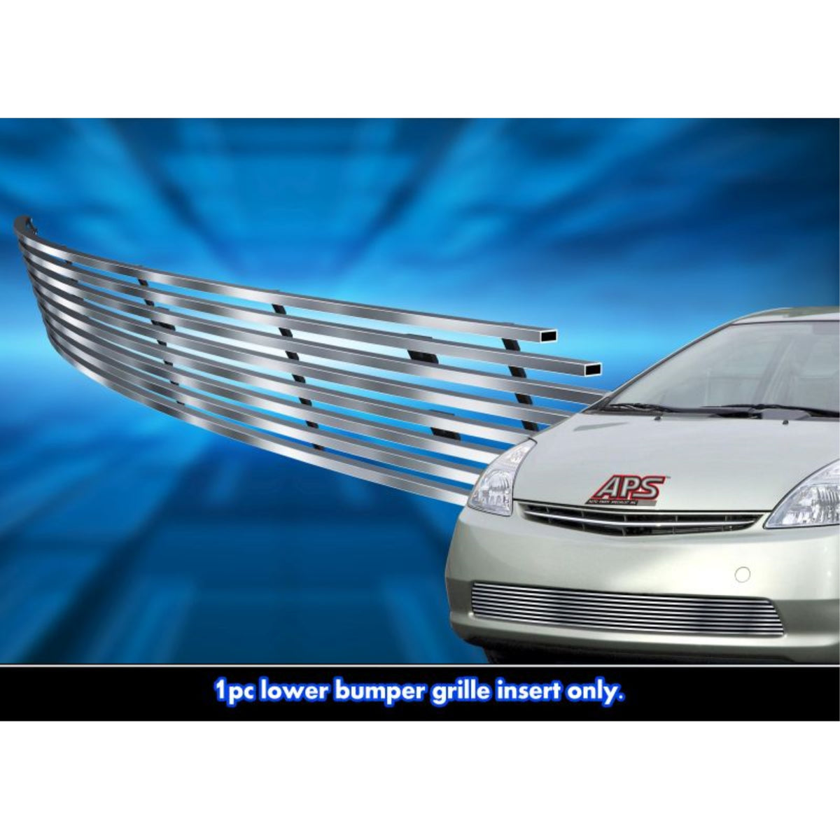 2006-2009 Toyota Prius With Fog Light Covered Stainless Steel Silver Hairline Finish Finish Horizontal Billet Stainless Steel Billet Grille