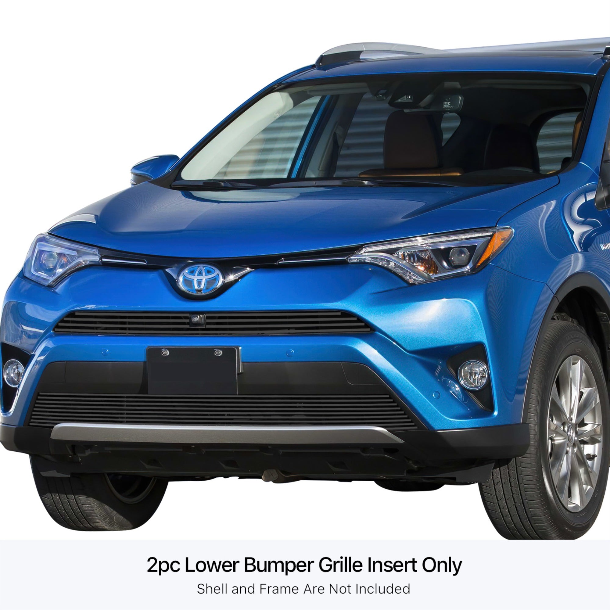 Stainless Steel Lower Bumper Black Stainless Steel Billet Grille 2016-2018 Toyota RAV4 With Camera (Not for SE)