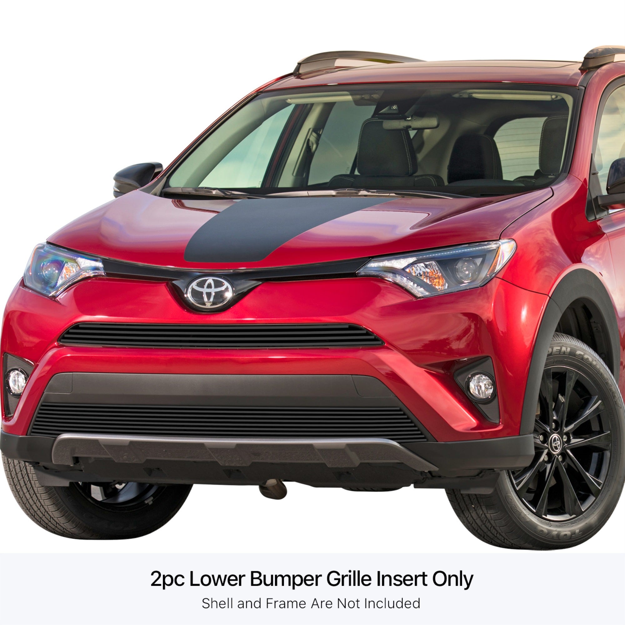 Stainless Steel Lower Bumper Black Stainless Steel Billet Grille 2016-2018 Toyota RAV4 Without Camera (Not for SE)