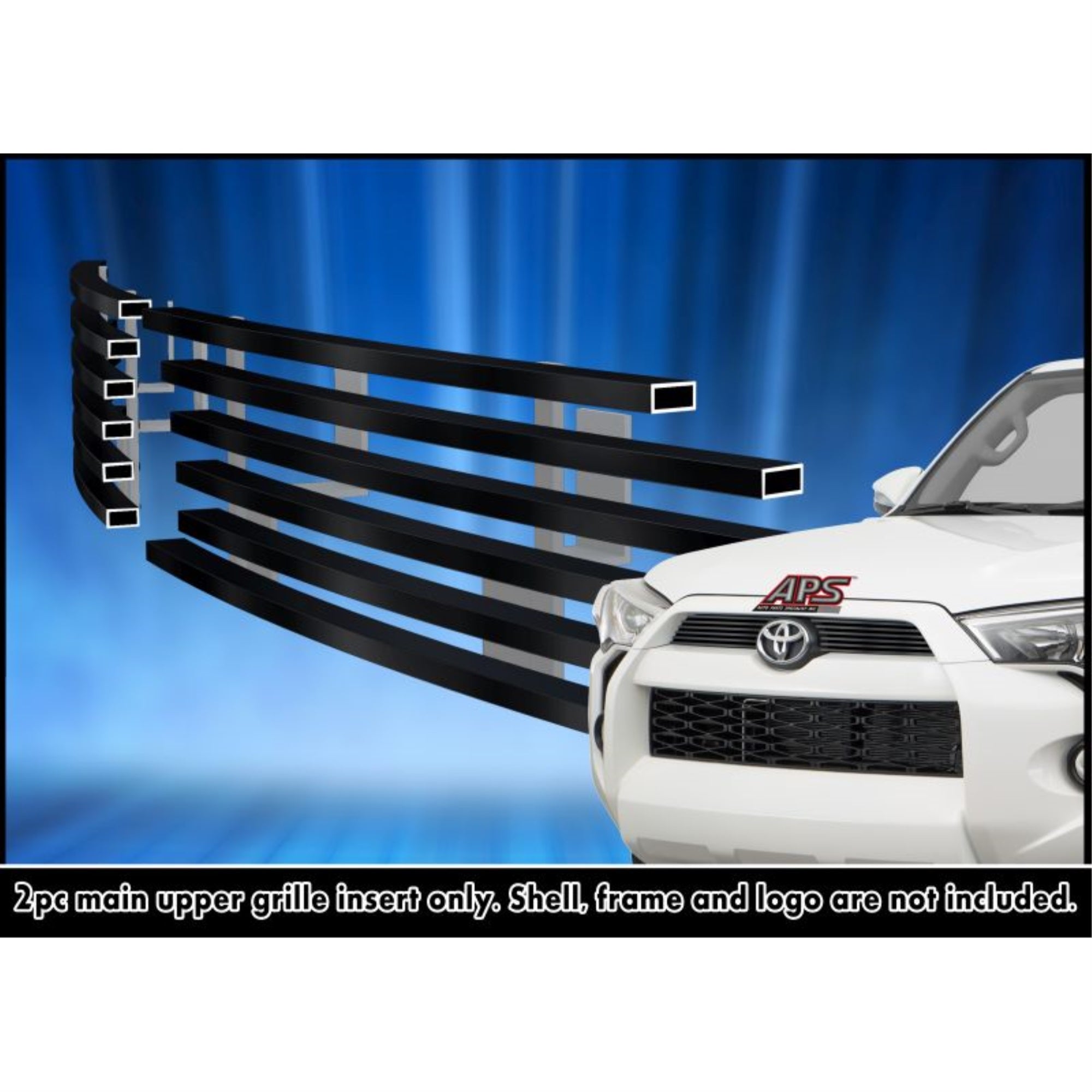 2014-2019 Toyota 4Runner Not For Limited Edition Stainless Steel Black Powder Coated Finish Horizontal Billet Black Stainless Steel Billet Grille
