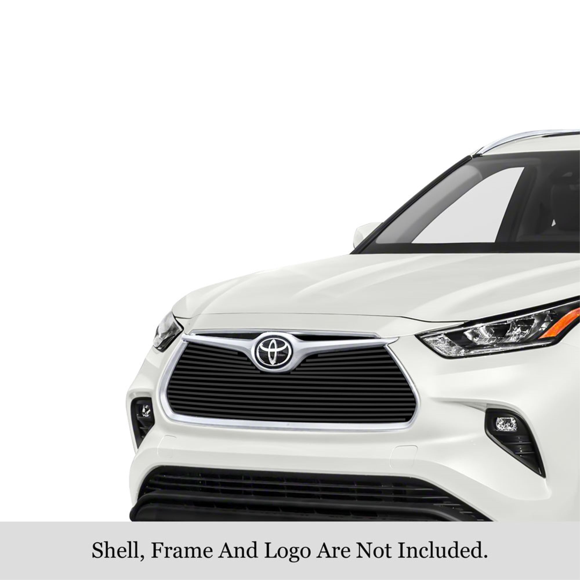 2020-2022 Toyota Highlander Without Camera Stainless Steel Black Powder Coated Finish 8X6 Horizontal Billet Black Stainless Steel Billet Grille