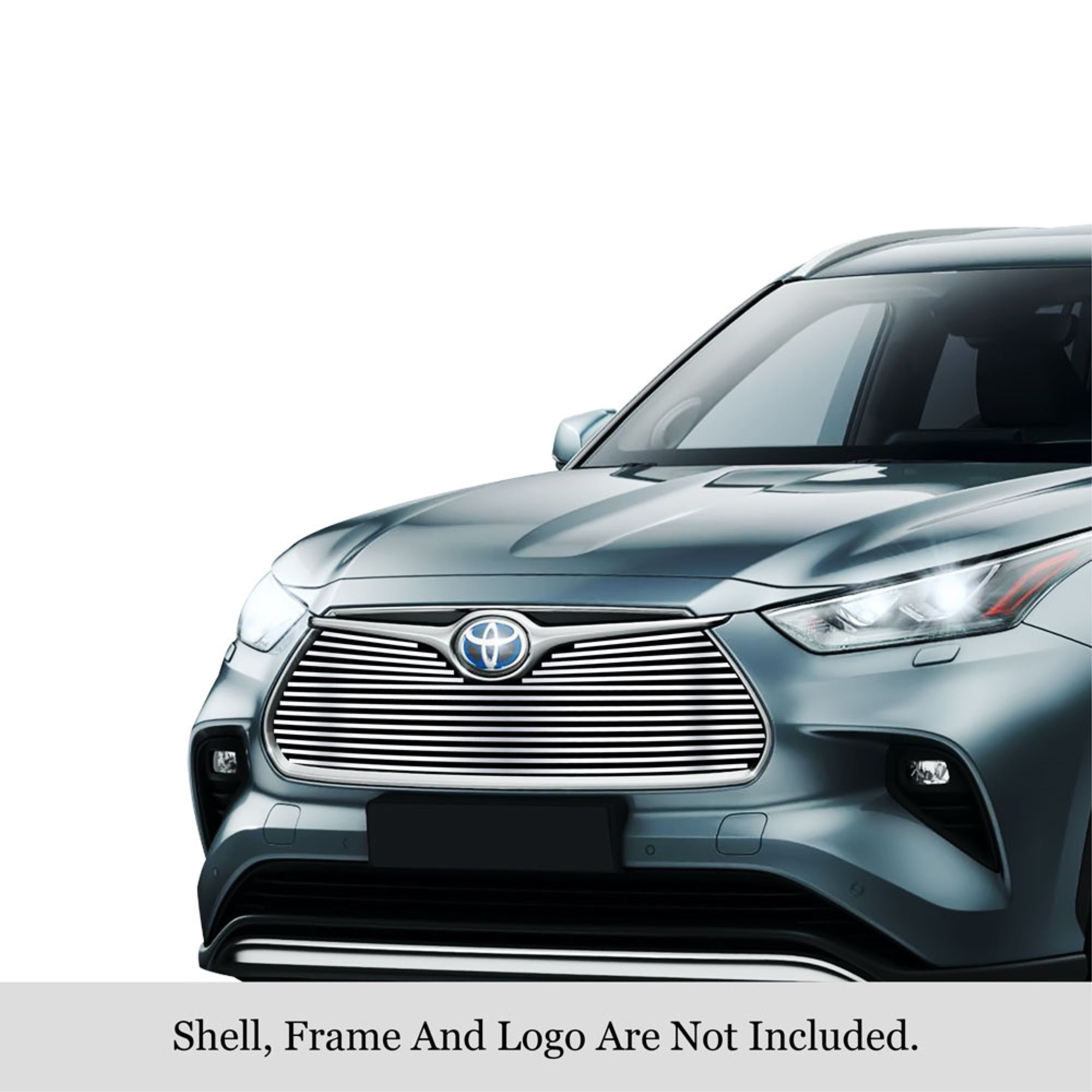 2020-2022 Toyota Highlander Without Camera 304 Stainless Steel Polished Finish 8X6 Horizontal Billet Stainless Steel Billet Grille