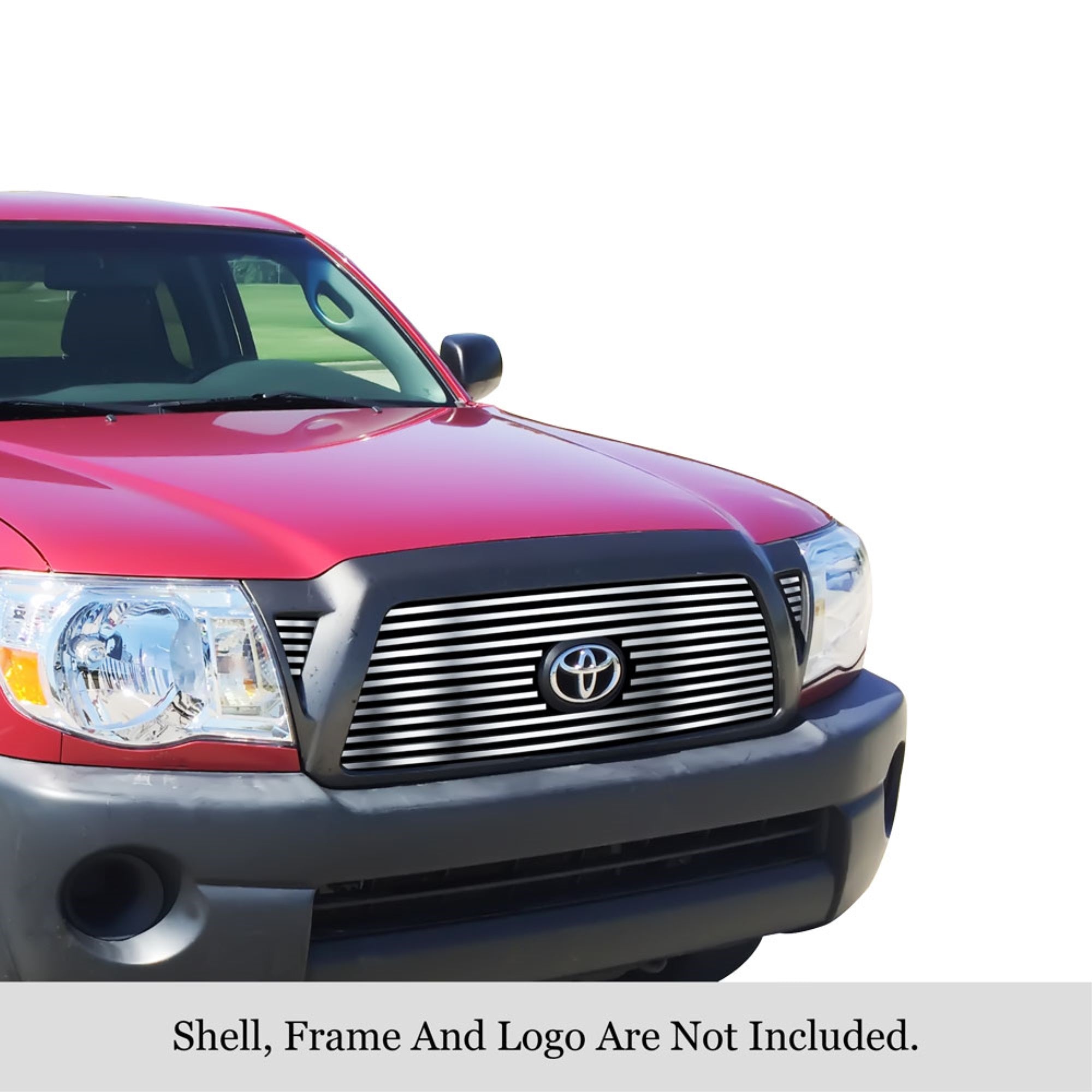 2005-2010 Toyota Tacoma 1 Pc Center & 2 Pcs For Side Holes 304 Stainless Steel Polished Finish 8X6 Horizontal Billet Stainless Steel Billet Grille
