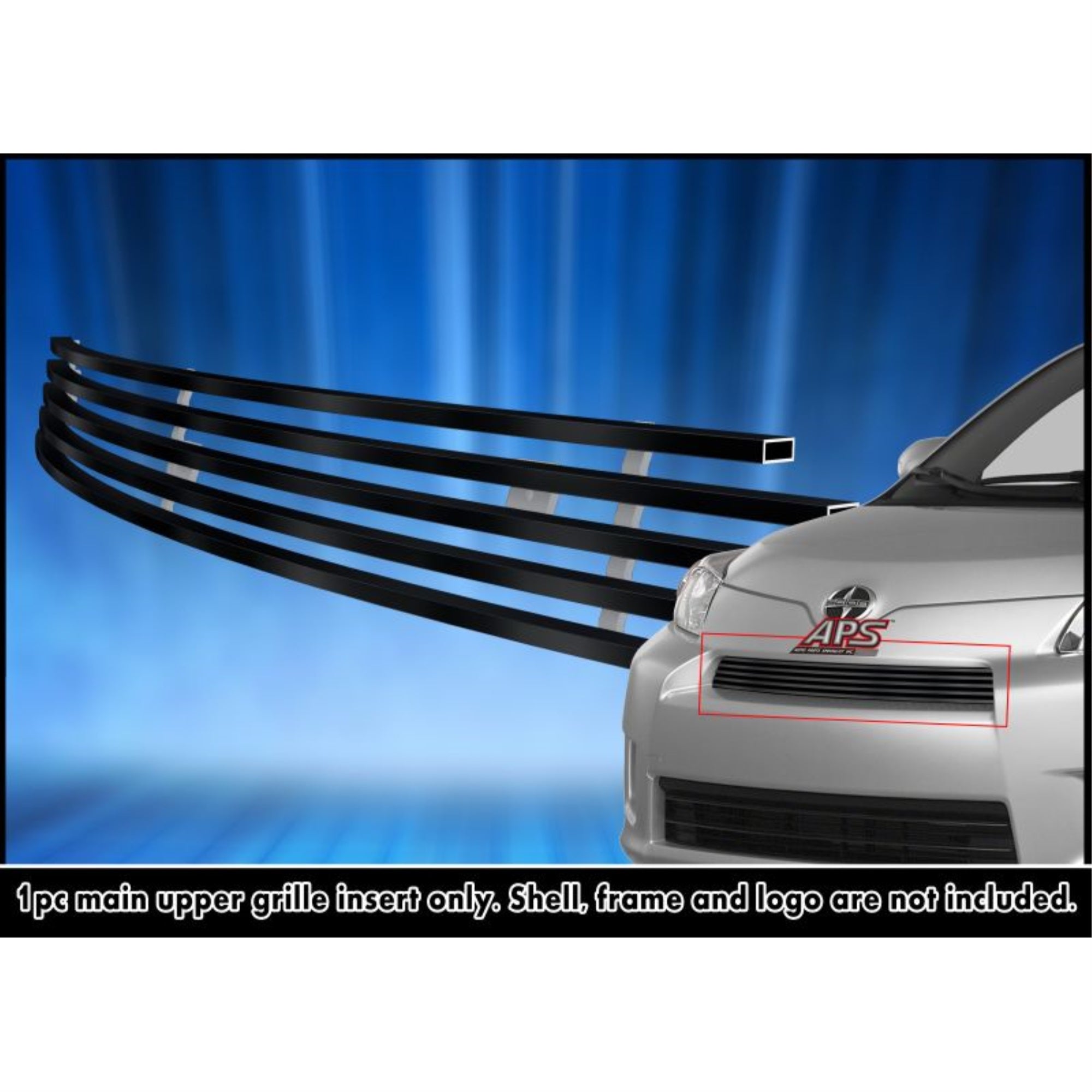 2007-2013 Scion Xd Stainless Steel Black Powder Coated Finish 8X6 Horizontal Billet Black Stainless Steel Billet Grille