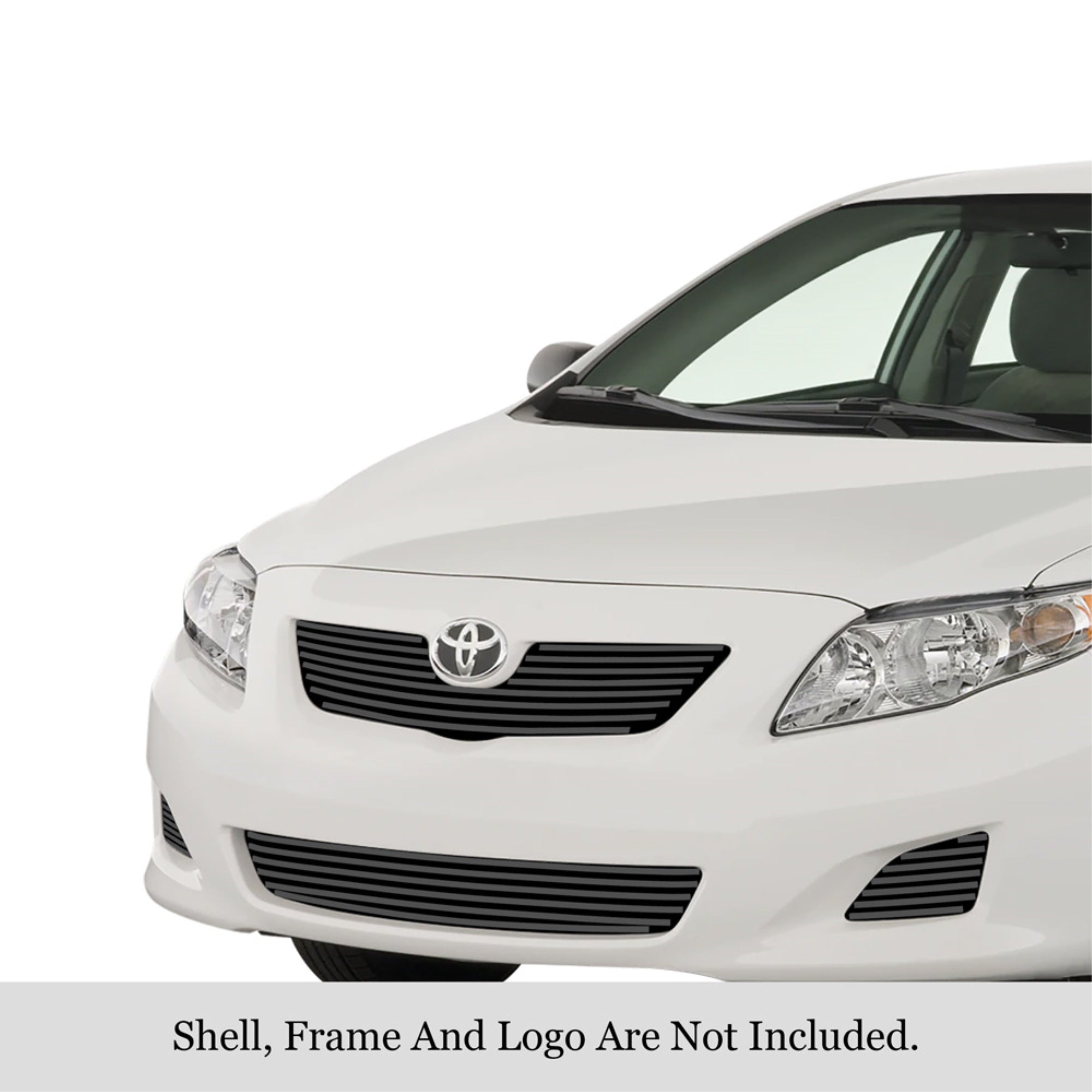 2009-2010 Toyota Corolla Stainless Steel Black Powder Coated Finish 8X6 Horizontal Billet Black Stainless Steel Billet Grille