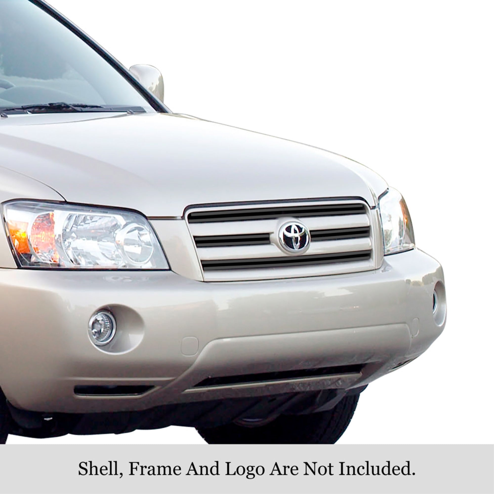 2004-2007 Toyota Highlander Not For Hybrid Stainless Steel Black Powder Coated Finish 8X6 Horizontal Billet Black Stainless Steel Billet Grille