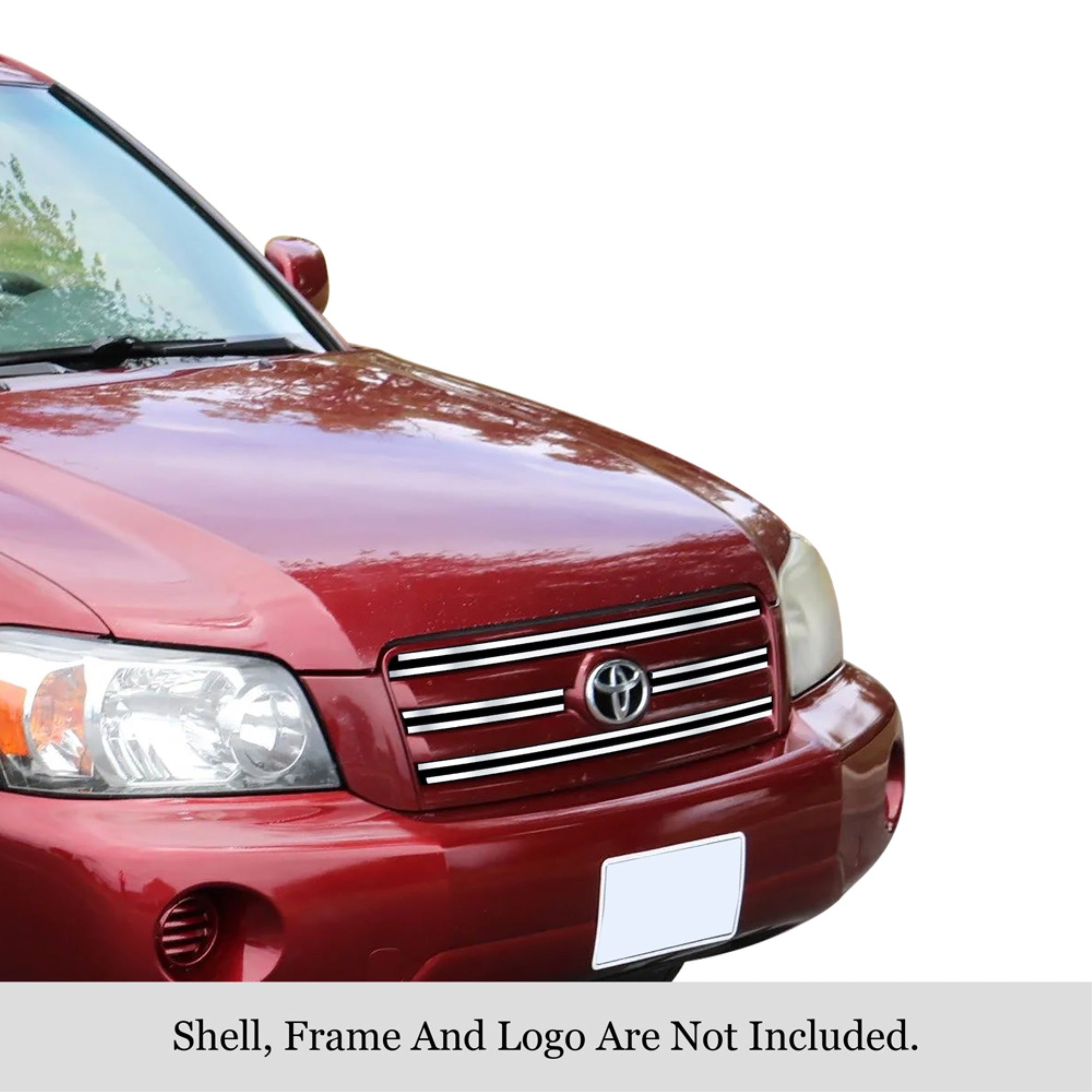2004-2007 Toyota Highlander Not For Hybrid 304 Stainless Steel Polished Finish 8X6 Horizontal Billet Stainless Steel Billet Grille