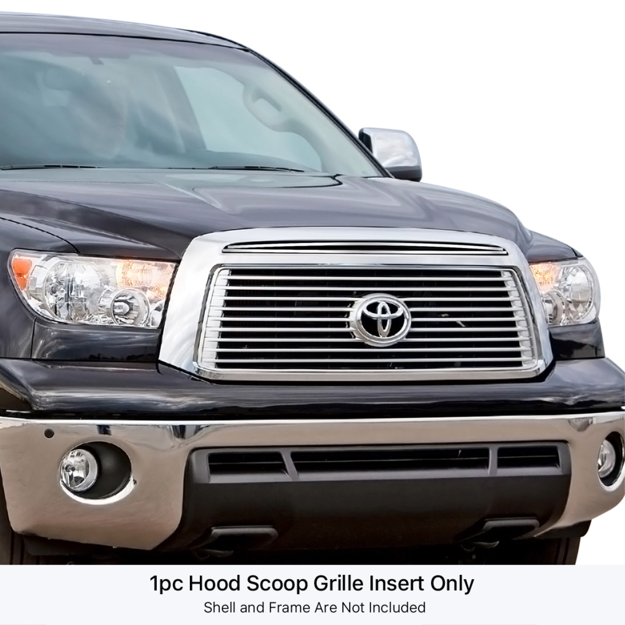 2010-2013 Toyota Tundra Hood Scoop 304 Stainless Steel Polished Finish 8X6 Horizontal Billet Stainless Steel Billet Grille
