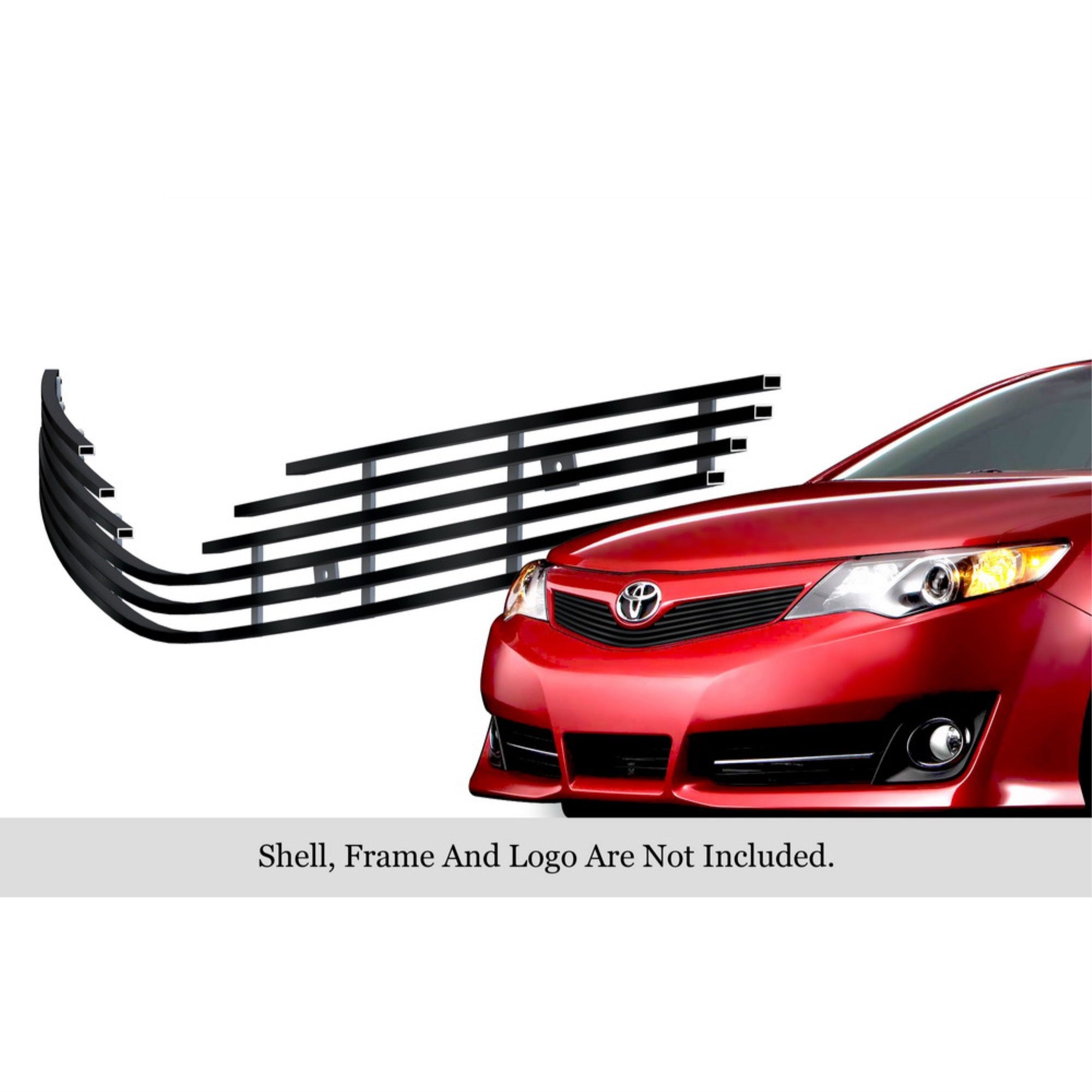 2012-2014 Toyota Camry Se Stainless Steel Black Powder Coated Finish Horizontal Billet Black Stainless Steel Billet Grille