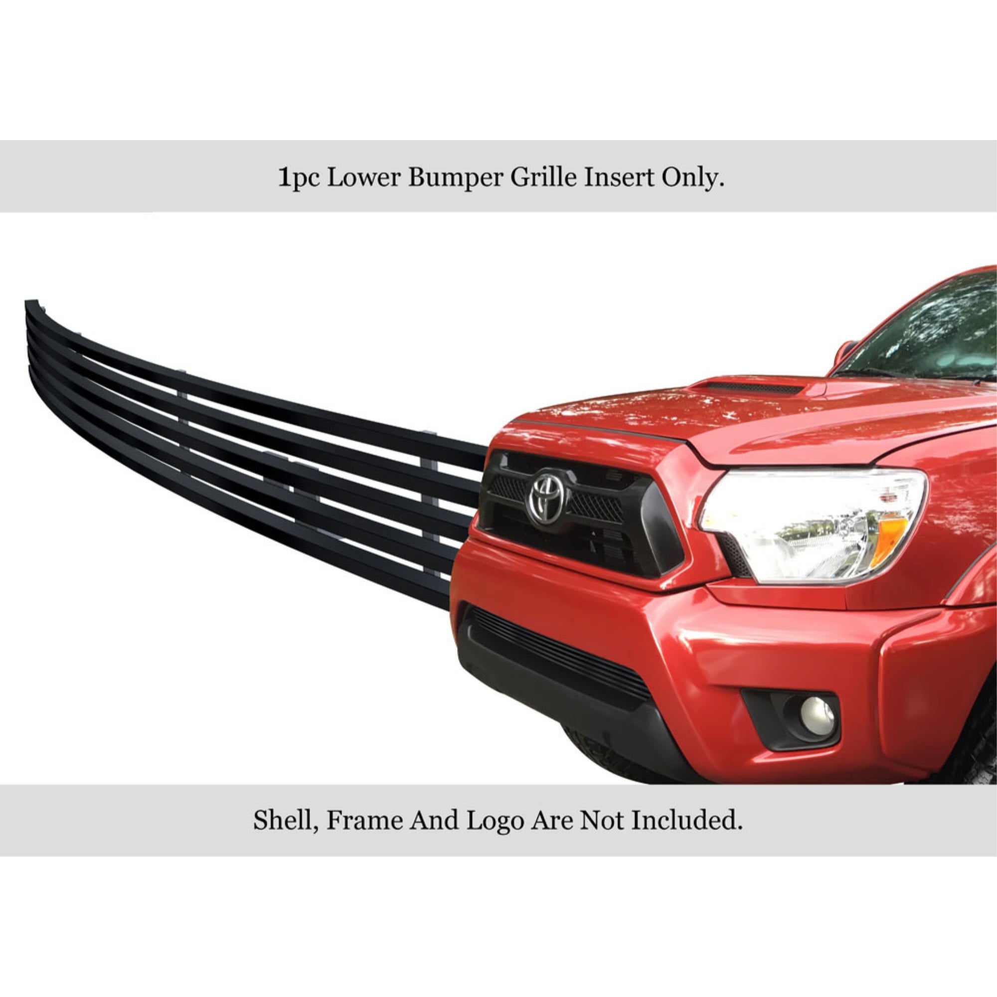 2012-2015 Toyota   Tacoma (Not For X-Runner) Stainless Steel Black Powder Coated Finish Horizontal Billet Black Stainless Steel Billet Grille
