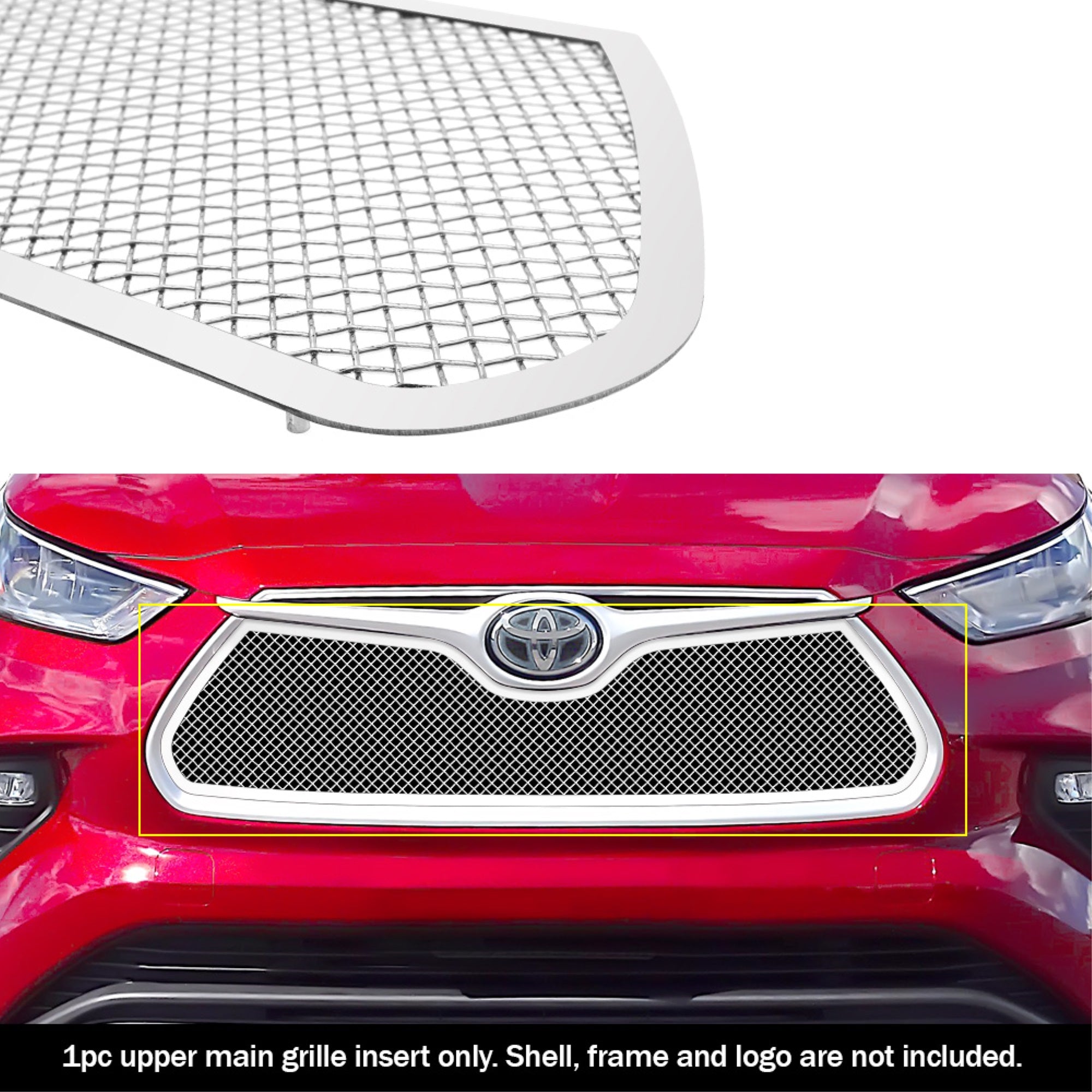 2020-2022 Toyota Highlander Without Camera Stainless Steel Polished Finish 1.8 Mm Wire Mesh Mesh Grille