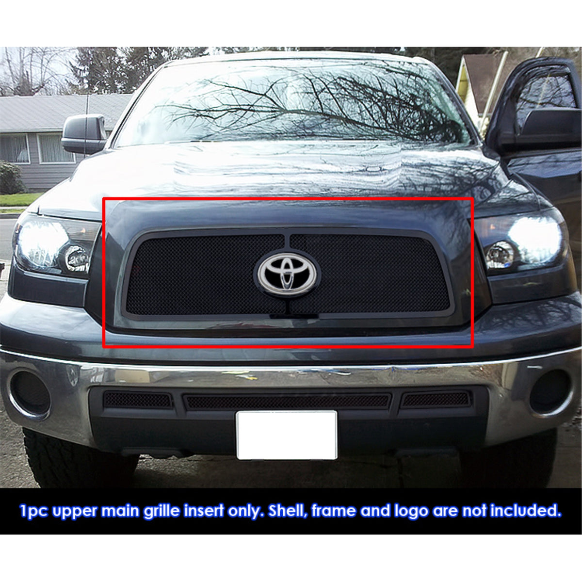 2010-2013 Toyota Tundra 1 Pc With Logo Show Stainless Steel Black Powder Coated Finish 1.8 Mm Wire Mesh Black Wire Mesh Grille