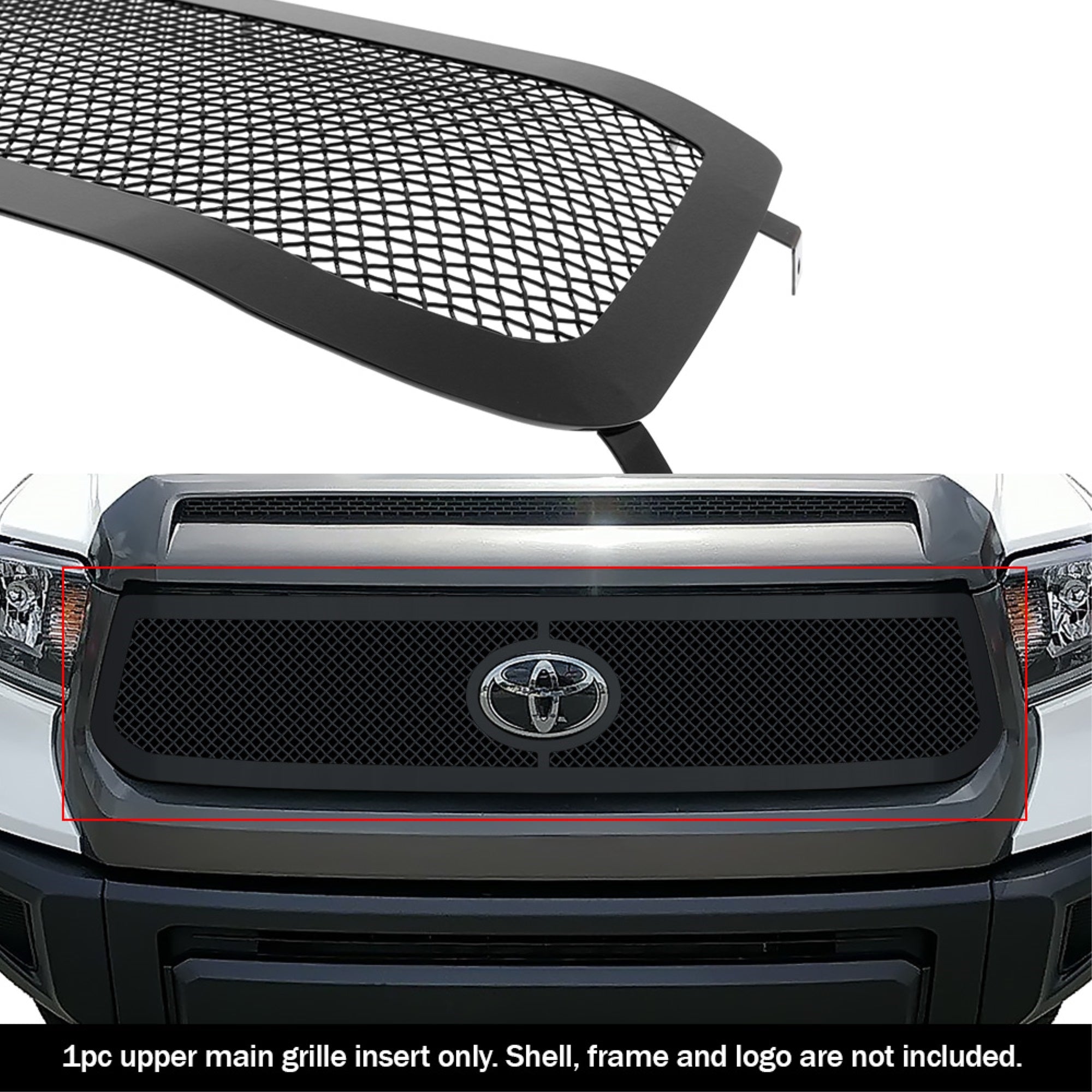 2018-2019 Toyota Tundra With Front Sensor Tss Stainless Steel Black Powder Coated Finish 1.8 Mm Wire Mesh Black Wire Mesh Grille