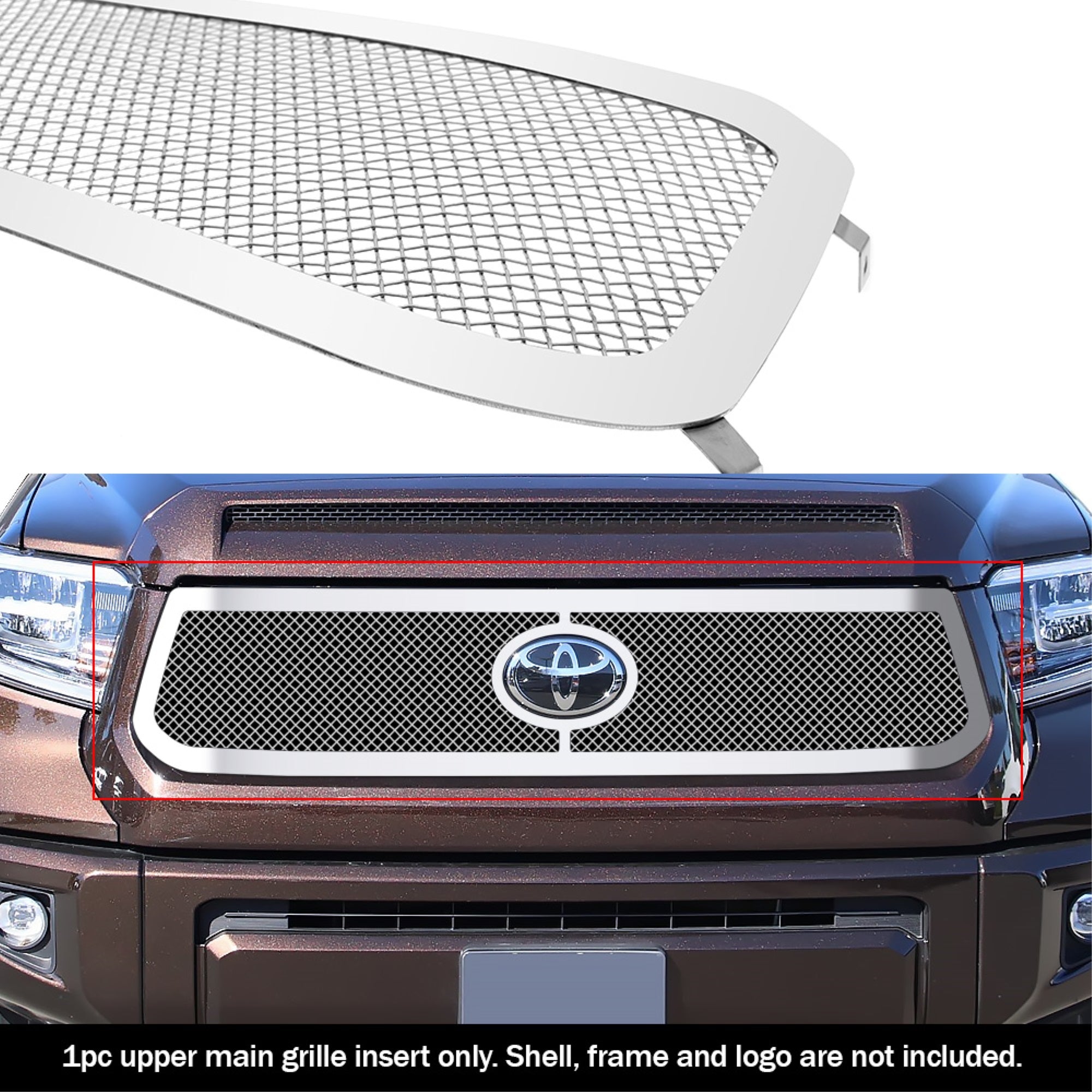 2018-2019 Toyota Tundra With Front Sensor Tss Stainless Steel Polished Finish 1.8 Mm Wire Mesh Mesh Grille