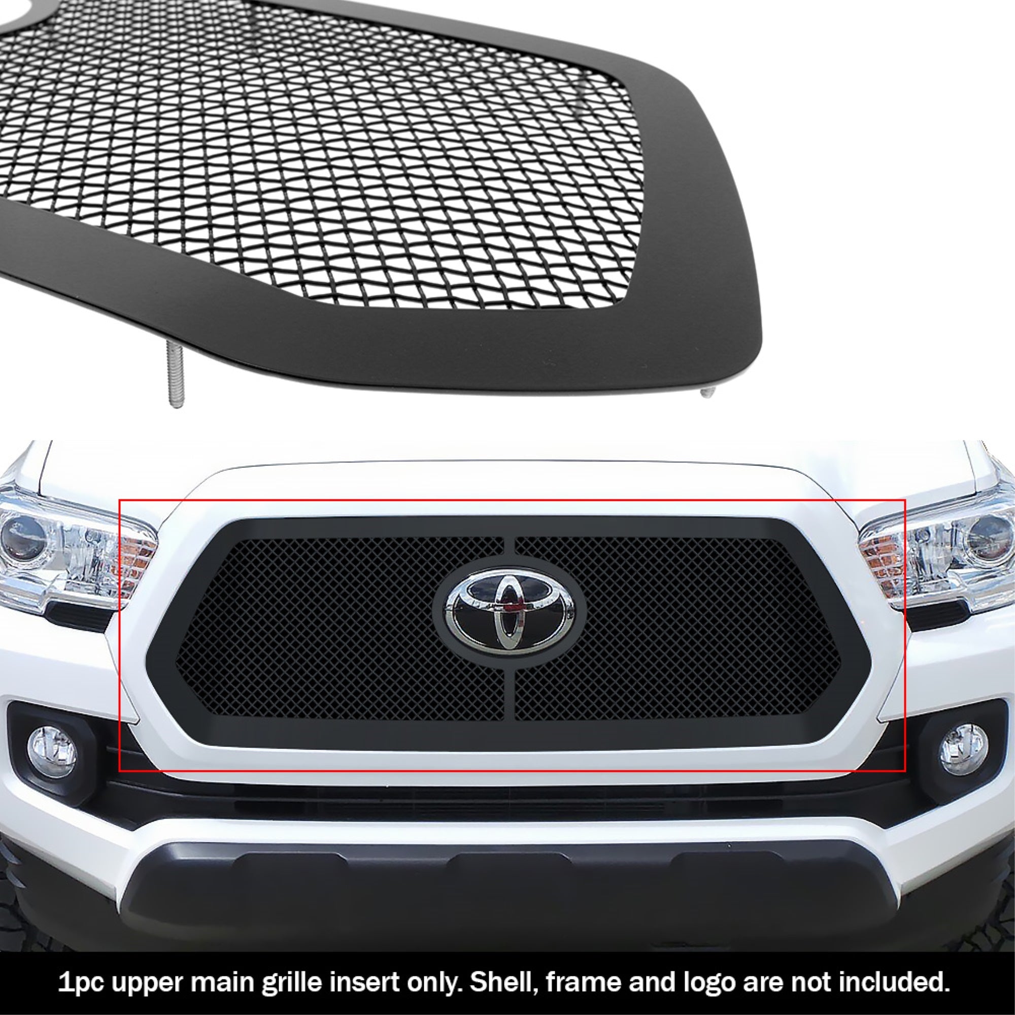 2018-2019 Toyota Tacoma With Front Sensor Tss Stainless Steel Black Powder Coated Finish 1.8 Mm Wire Mesh Black Wire Mesh Grille