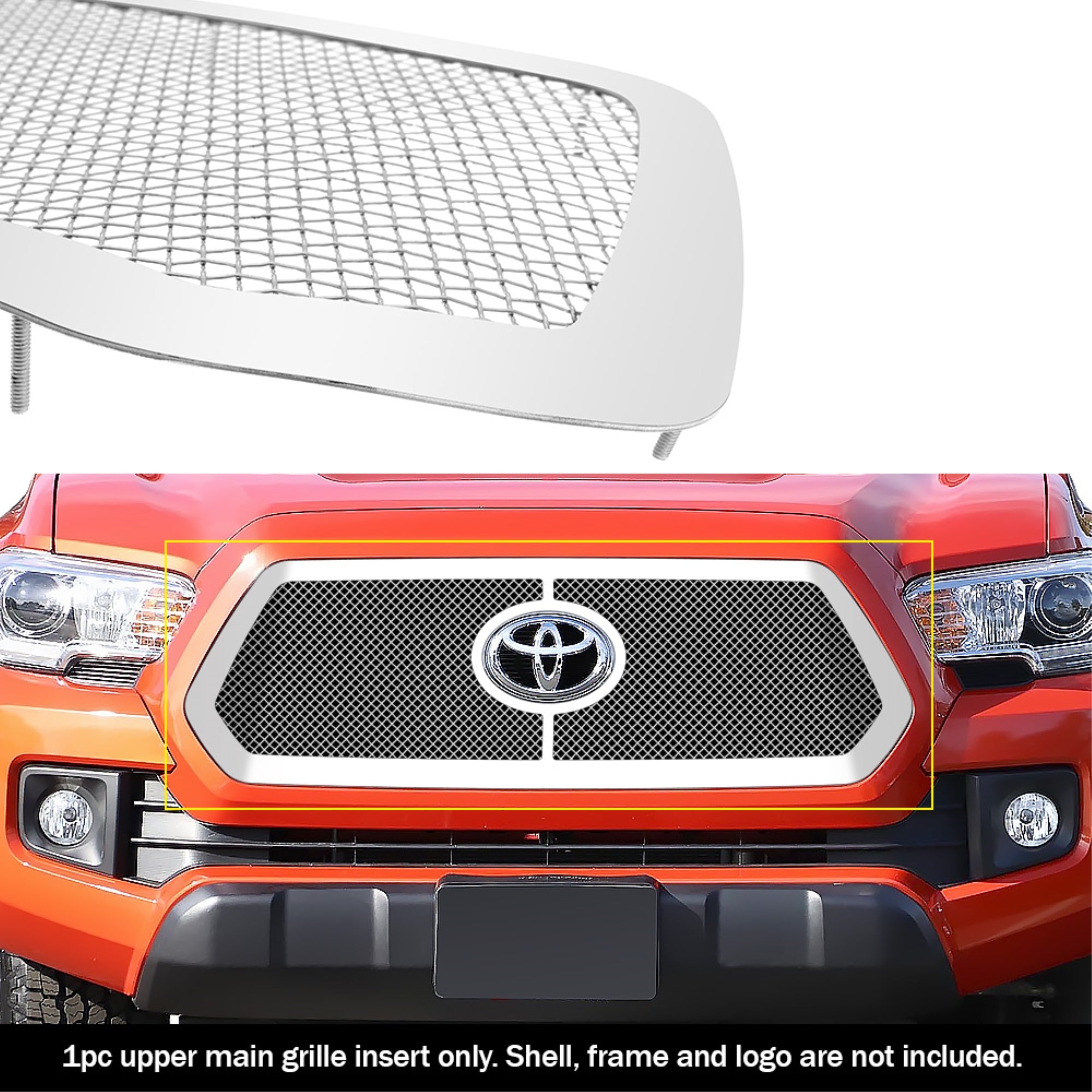 2018-2019 Toyota Tacoma With Front Sensor Tss Stainless Steel Polished Finish 1.8 Mm Wire Mesh Mesh Grille