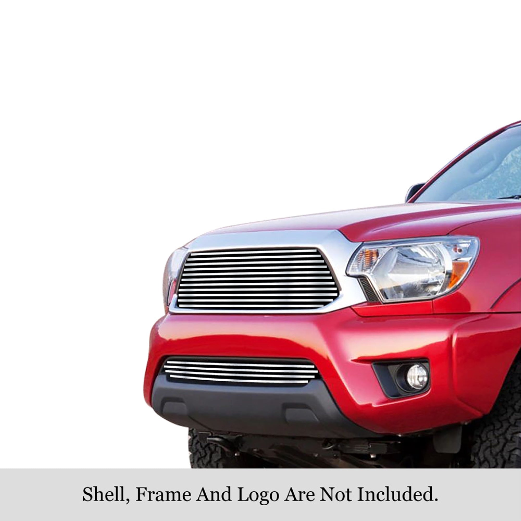 2012-2015 Toyota Tacoma (Not For X-Runner Models) 304 Stainless Steel Polished Finish 8X6 Horizontal Billet Stainless Steel Billet Grille