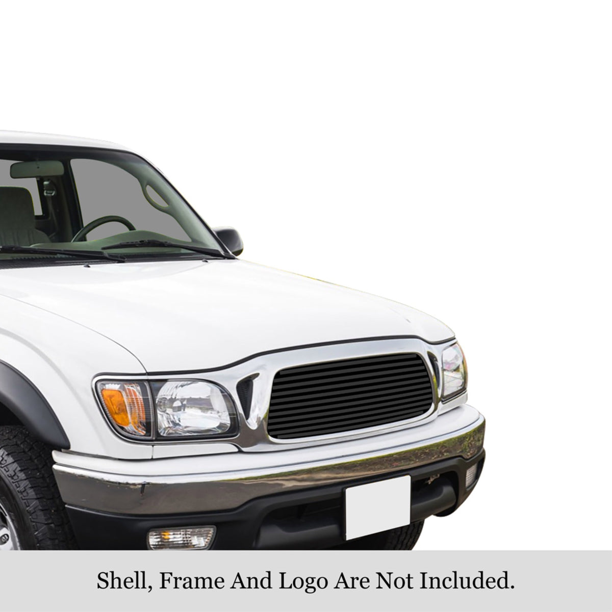 2001-2004 Toyota Tacoma Center Section Only Stainless Steel Black Powder Coated Finish 8X6 Horizontal Billet Black Stainless Steel Billet Grille