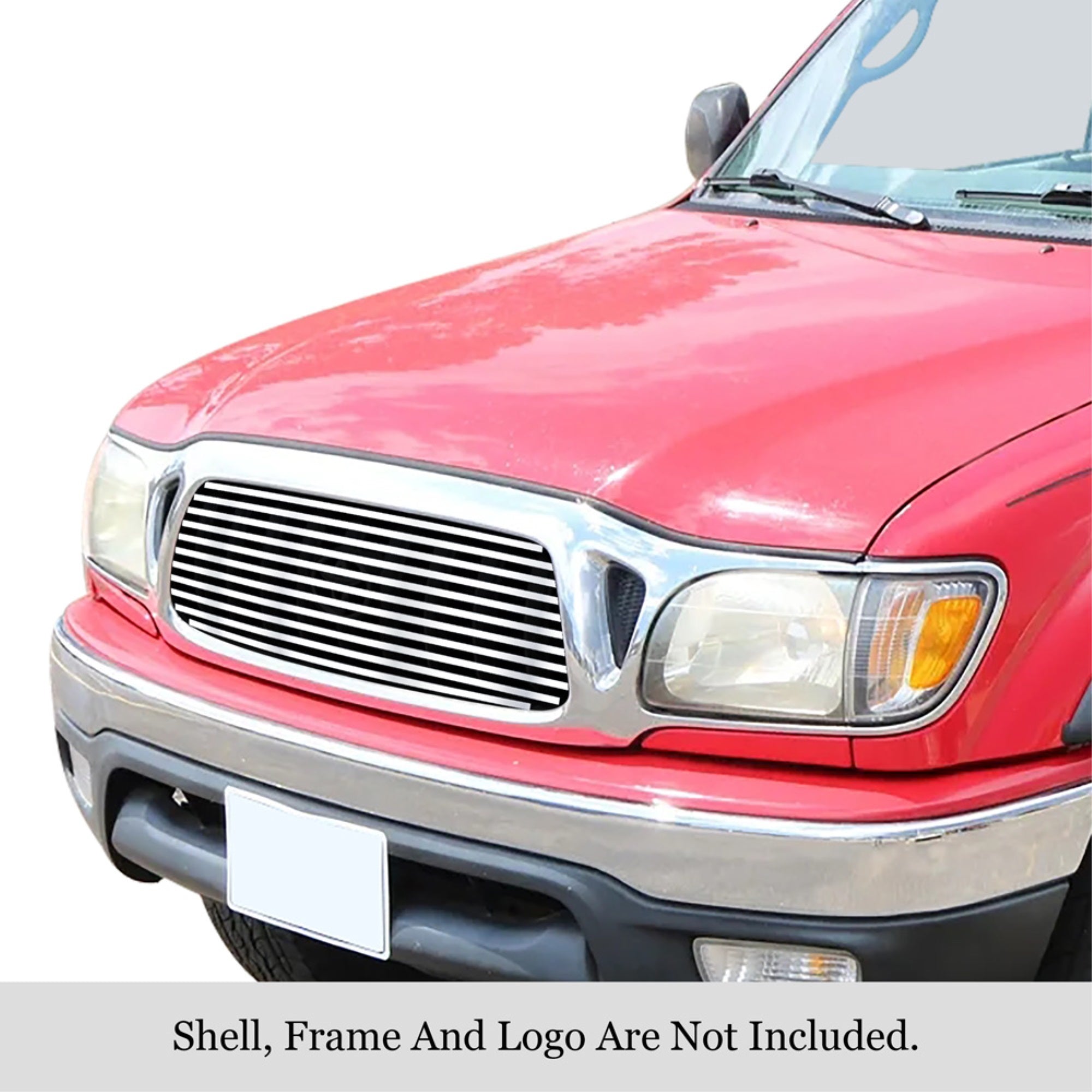 2001-2004 Toyota Tacoma  Center Section Only 304 Stainless Steel Polished Finish 8X6 Horizontal Billet Stainless Steel Billet Grille